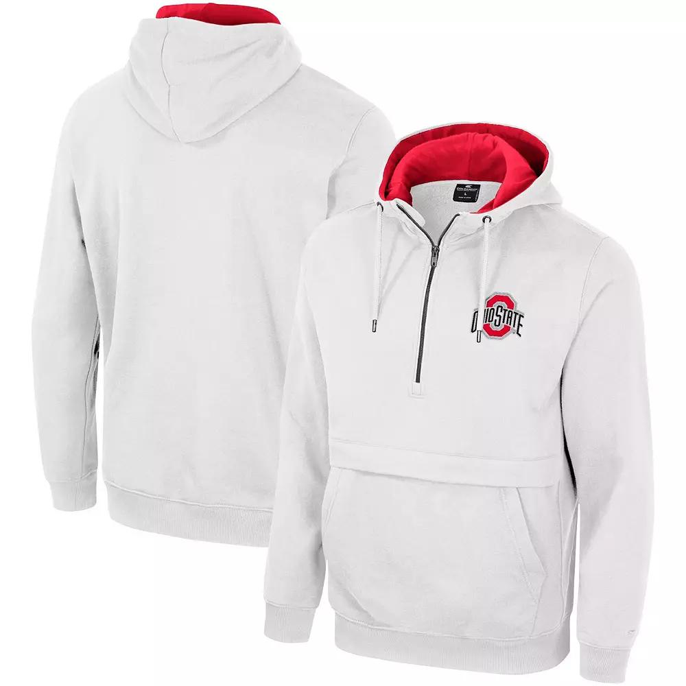 Men's Colosseum White Ohio State Buckeyes Half-Zip Hoodie, Size: 2XL Product Image