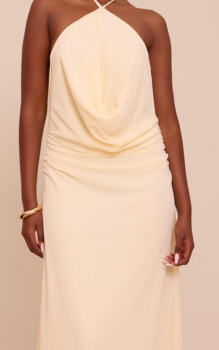 Butter Cream Chiffon Halterneck Maxi Dress Product Image