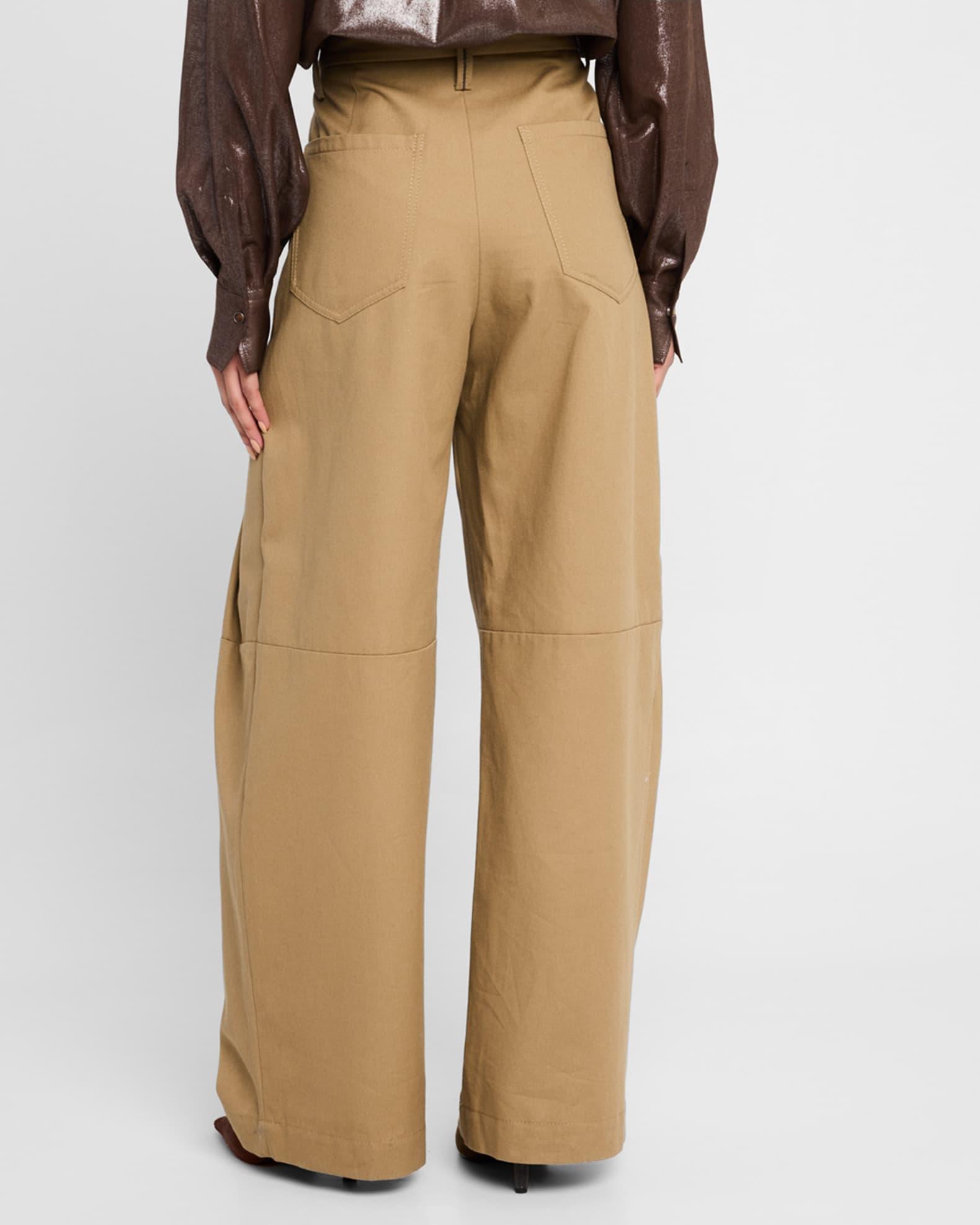 Barrel Pleated Cotton Twill Pants Product Image