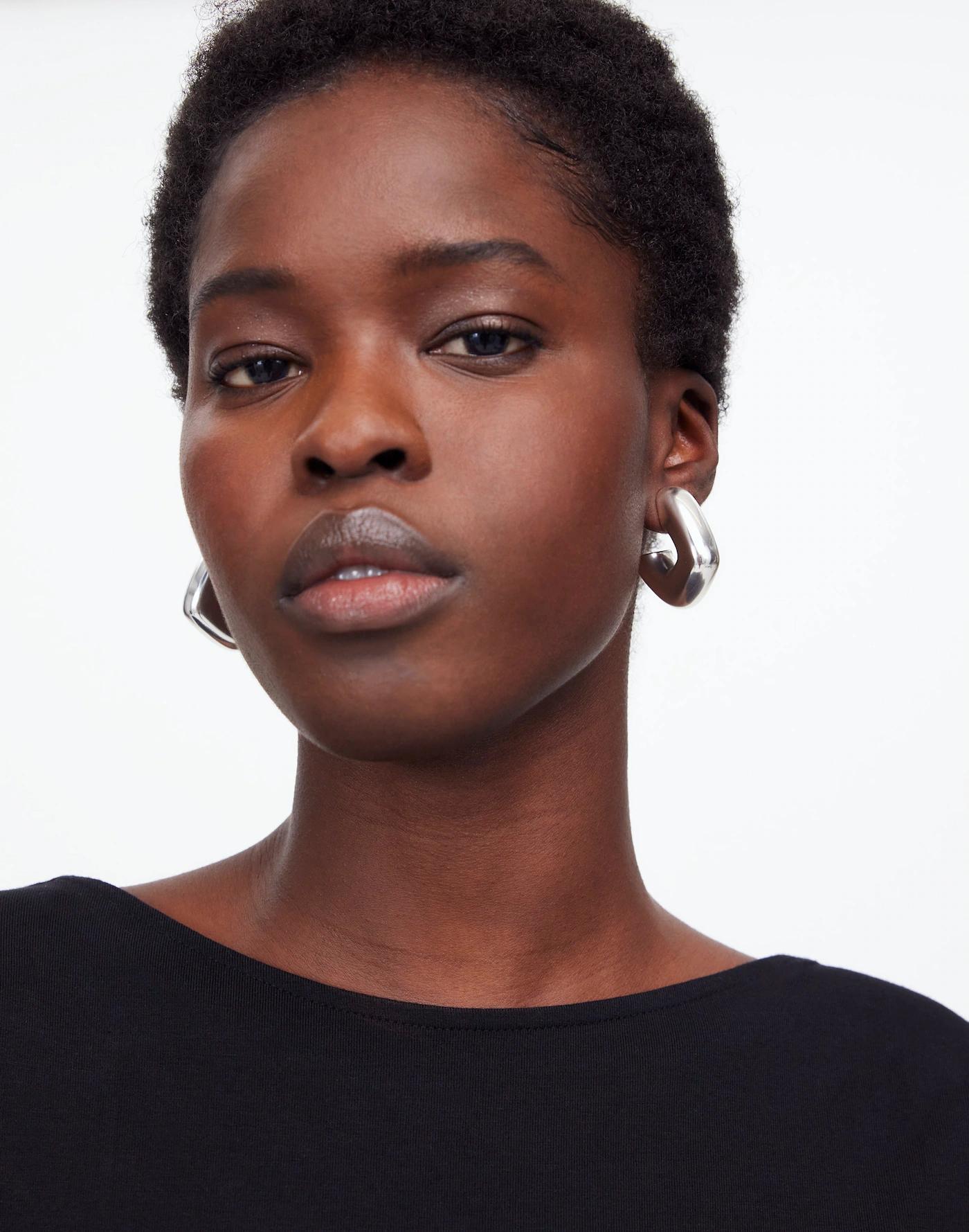 Sculptural Large Statement Hoop Earrings Product Image