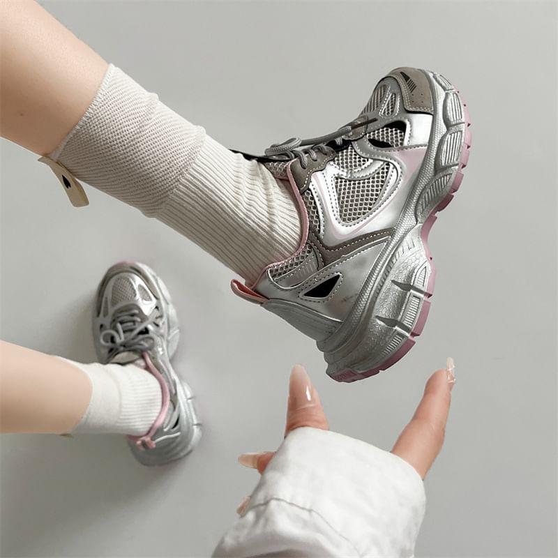 Platform Panel Mesh Sneakers Product Image