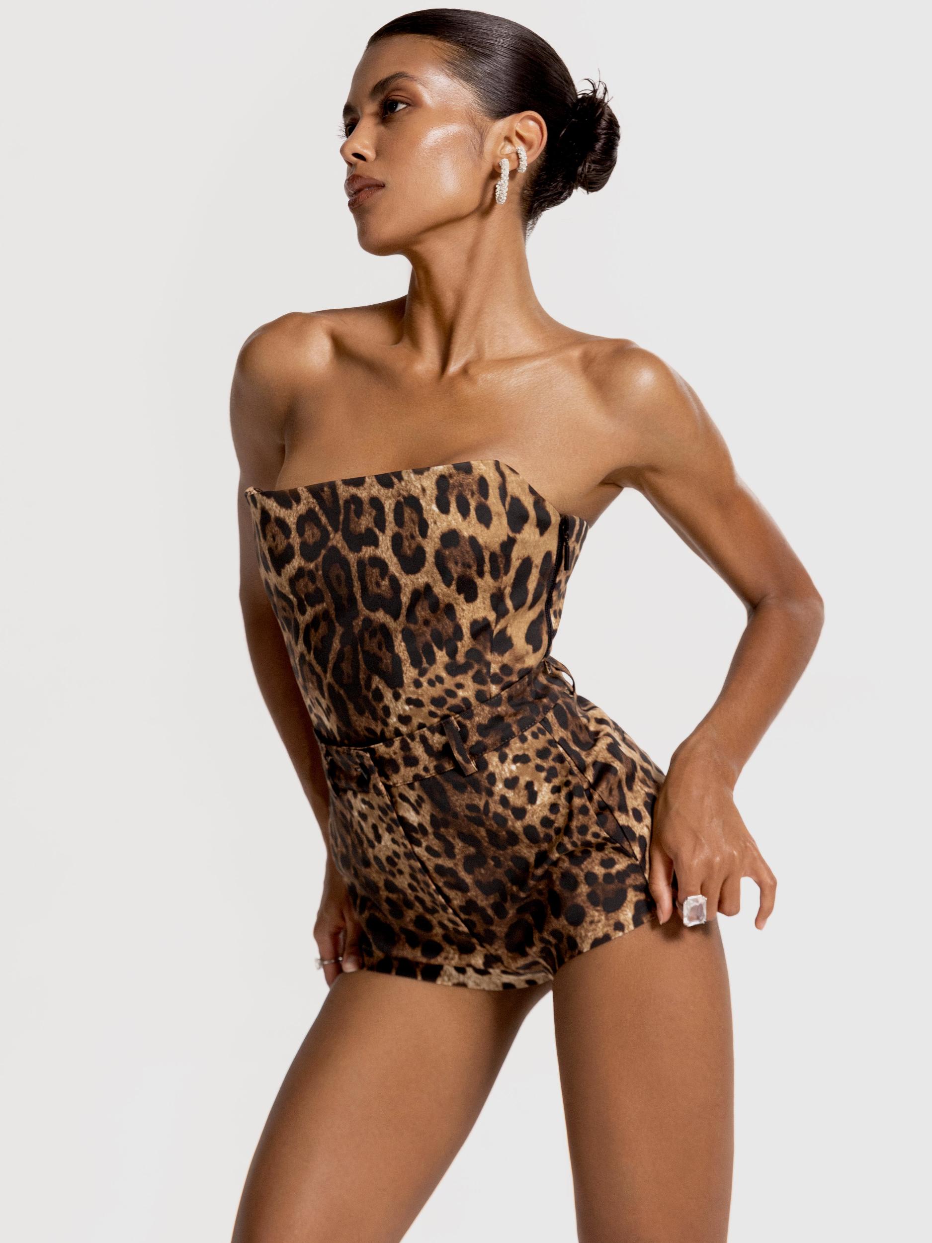 Bundle: Etta bandeau in Leopard + Vixen shorts in Leopard Product Image