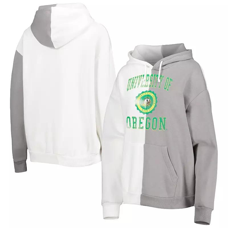 Women's Gameday Couture Gray/White Oregon Ducks Split Pullover Hoodie, Size: XL Product Image