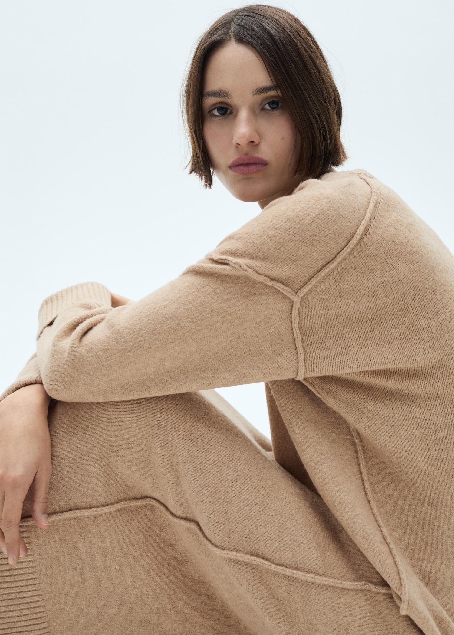 Knitted dress with ribbed finishes - Women | MANGO USA Product Image