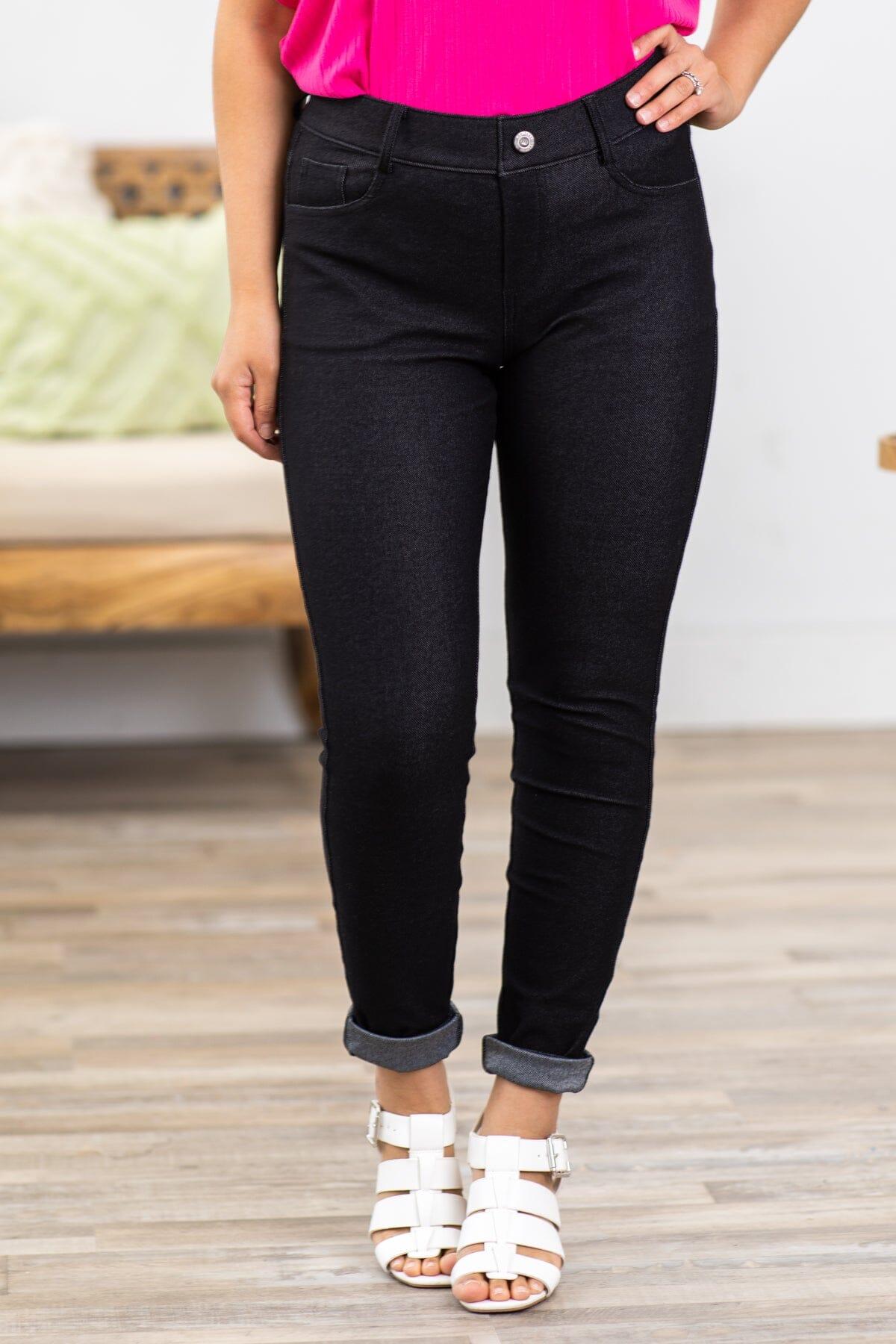 Black Skinny Fit Jeggings Product Image