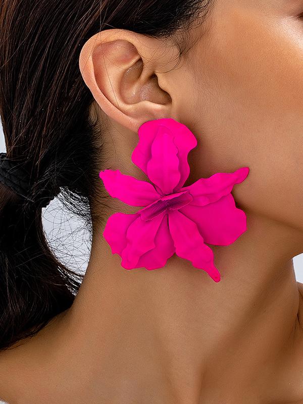 Flower Shape Solid Color Earrings Accessories Product Image
