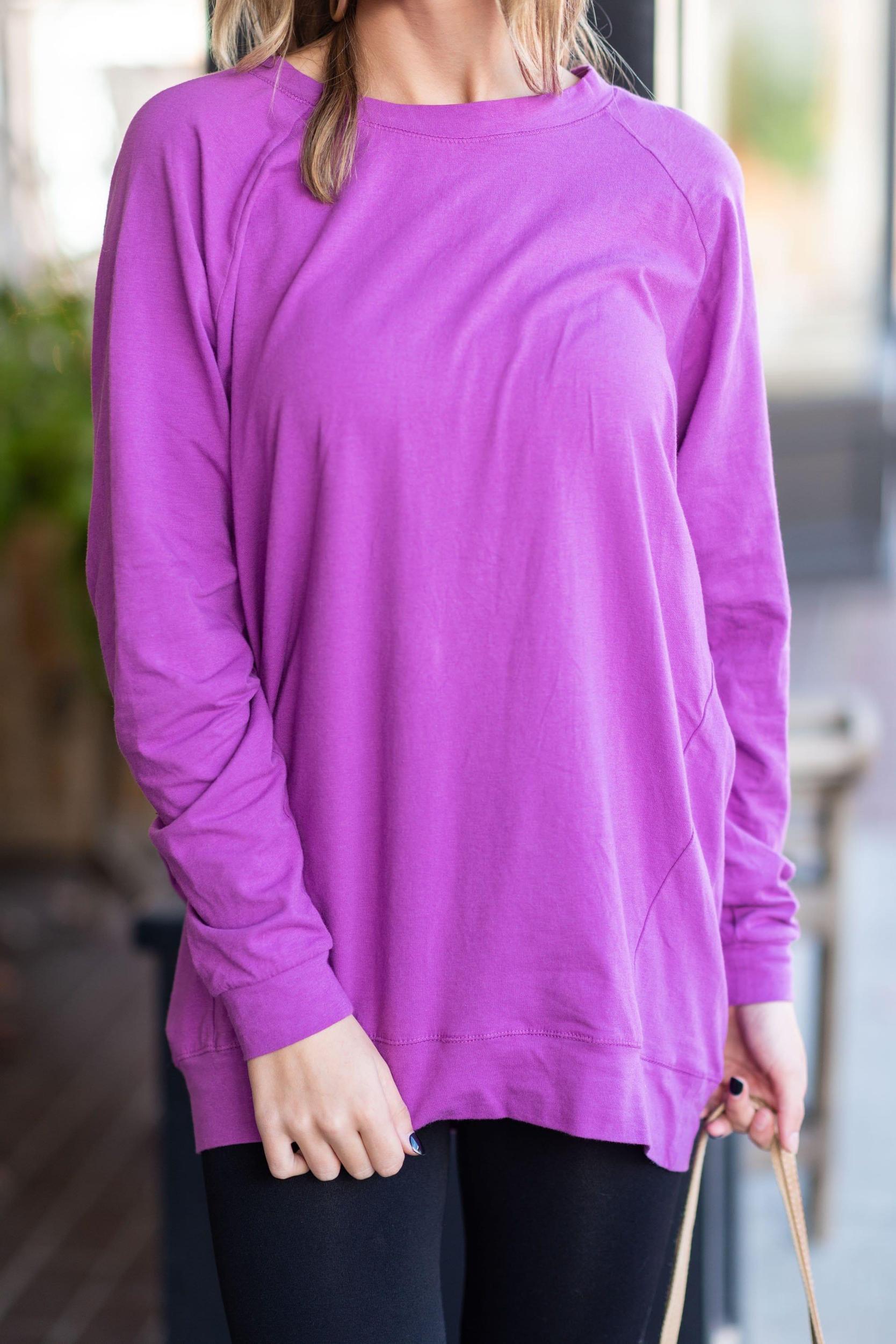 Slouchy Dolman Bodacious Purple Long Sleeve Tunic Female Product Image