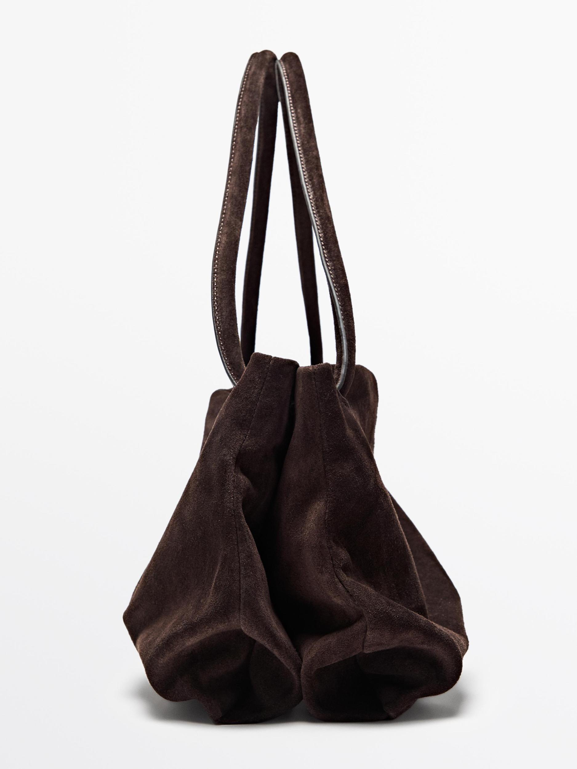 Leather and split leather medium bag with compartments Product Image