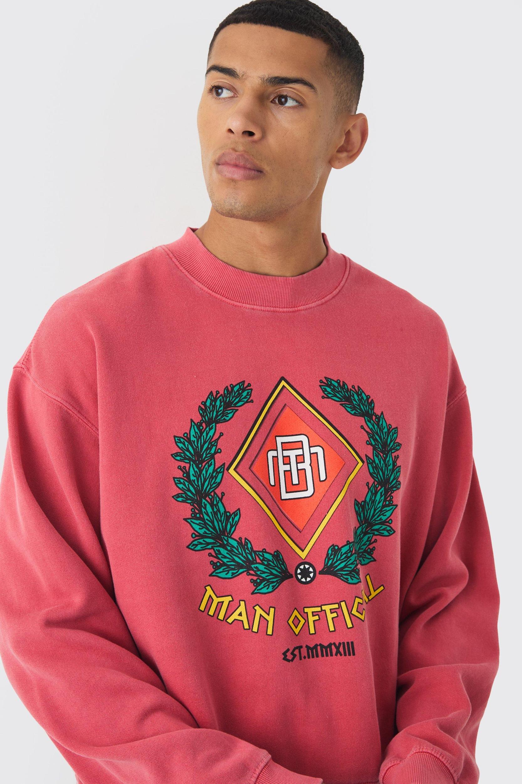 Oversized Emblem Print Sweatshirt | boohooMAN USA Product Image
