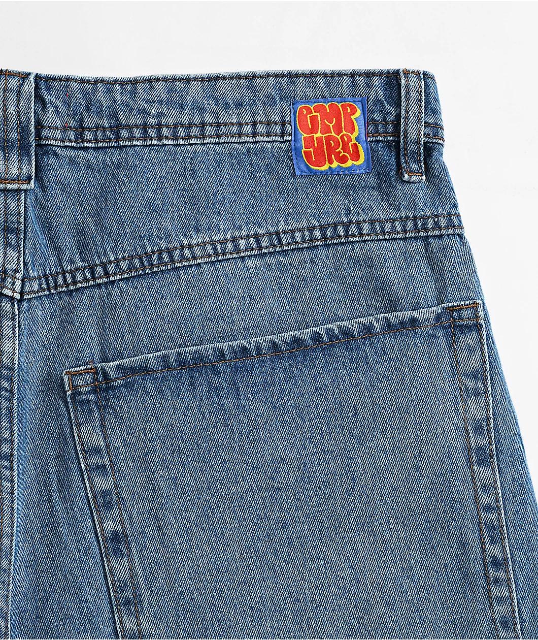 Empyre Blake Ultra Wide Blue Denim Skate Shorts Product Image