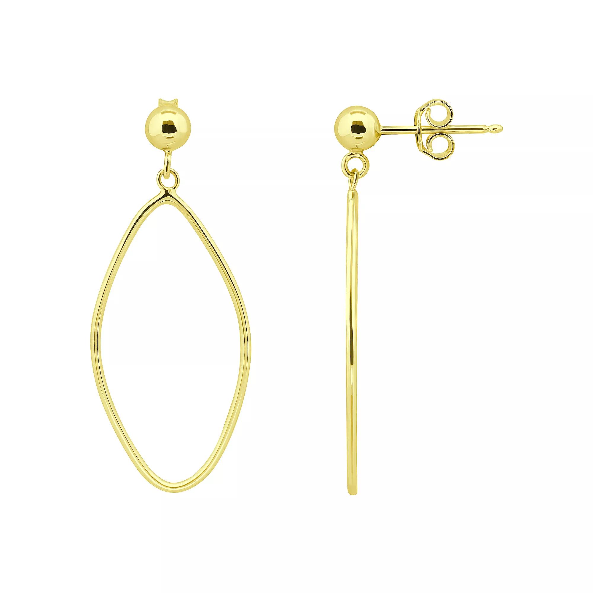 Aleure Precioso 18k Gold Over Silver Open Abstract Oval Drop Earrings, Women's, Gold Tone Product Image