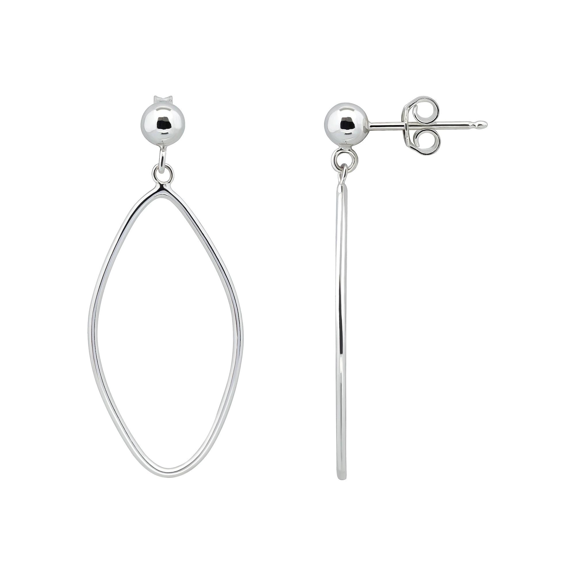 Aleure Precioso 18k Gold Over Silver Open Abstract Oval Drop Earrings, Women's, Silver Tone Product Image