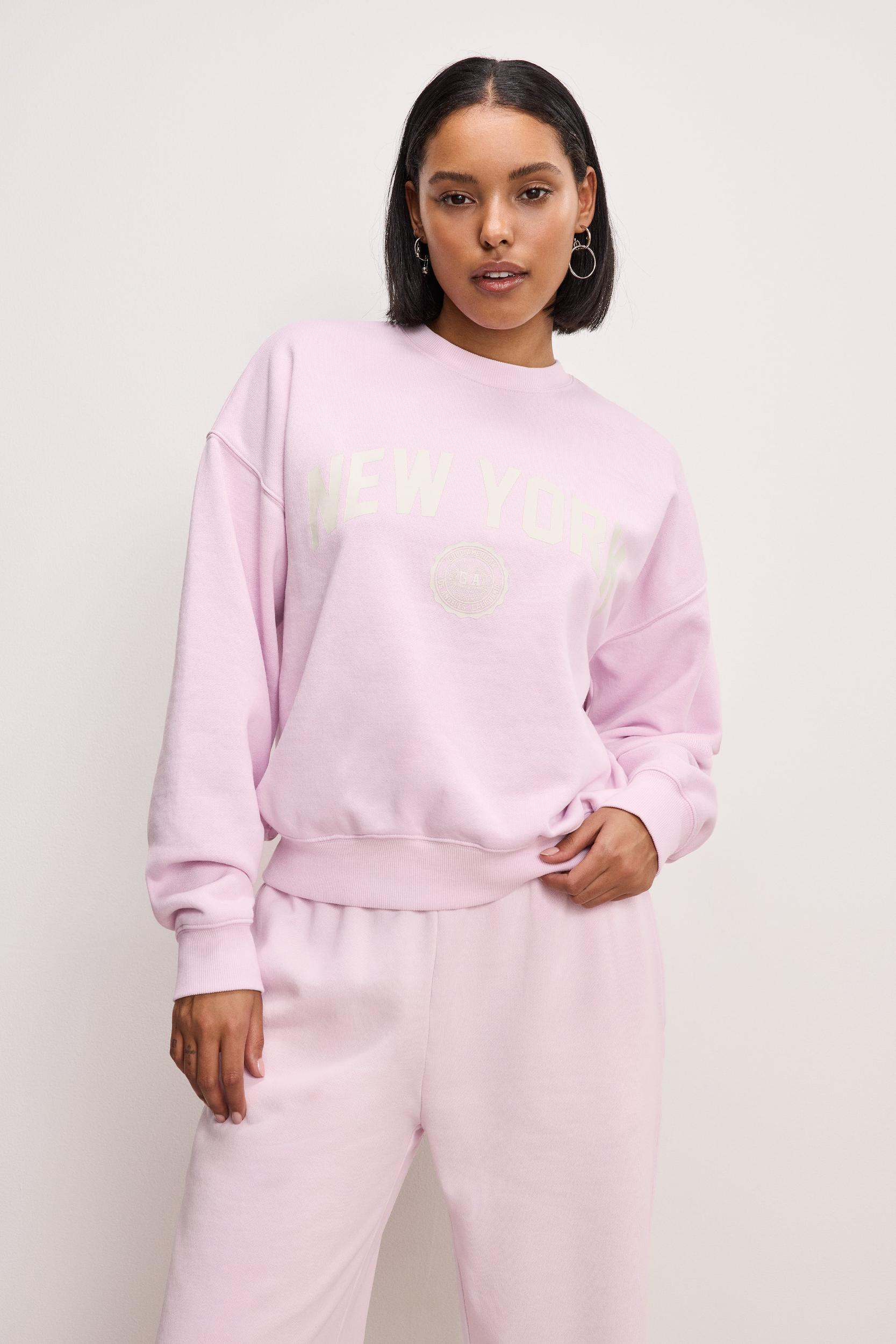 NEW YORK GRAPHIC SWEATSHIRT | WASHED COTTON CANDY PINK001 Product Image