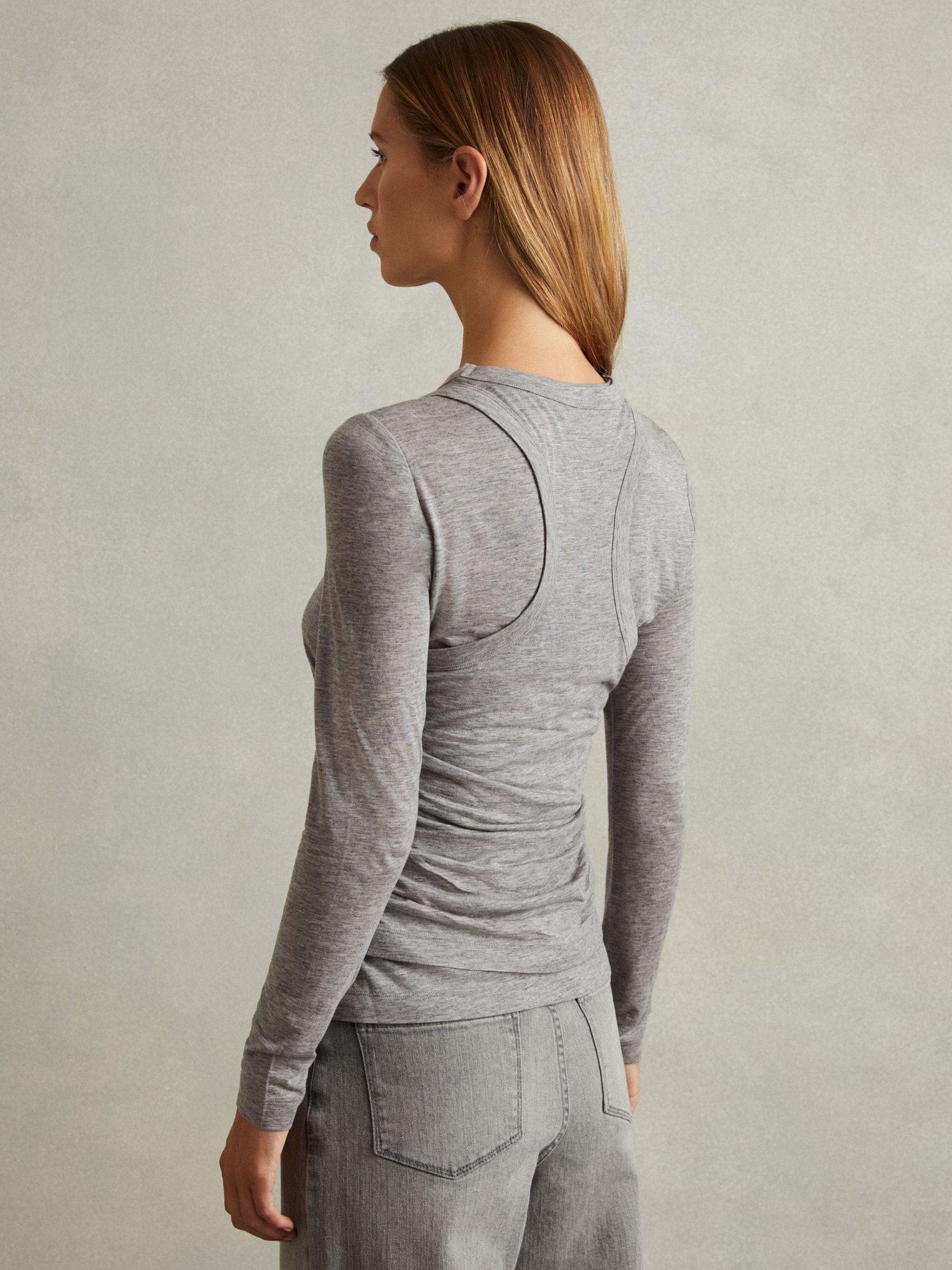 Layered Long-Sleeve Top in Grey Product Image