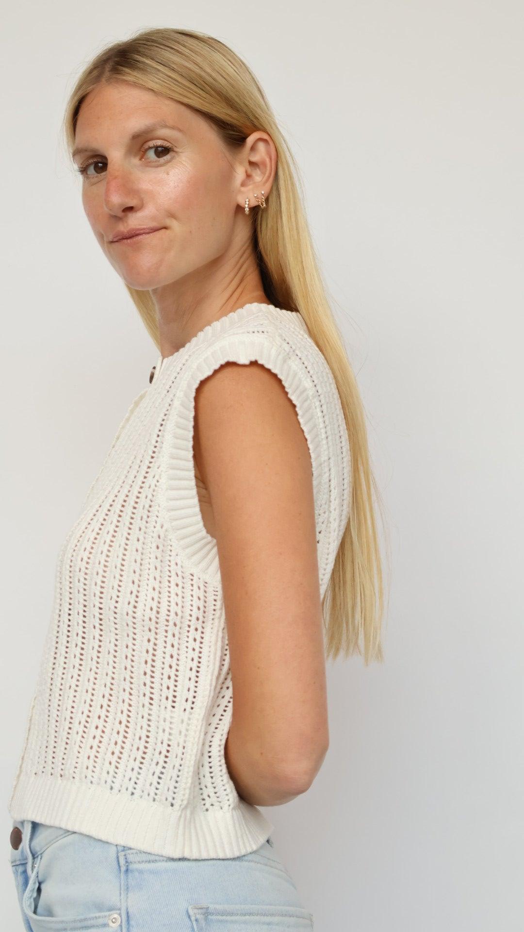 Classic Knit Button-Front Vest Product Image