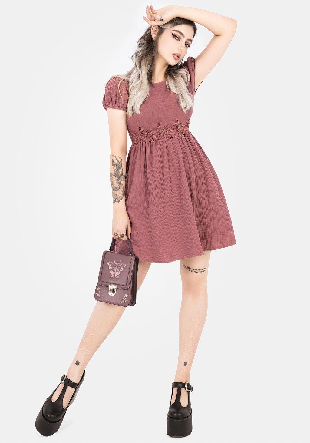 Rosamoth Applique Trim Cotton Mini Smock Dress Product Image