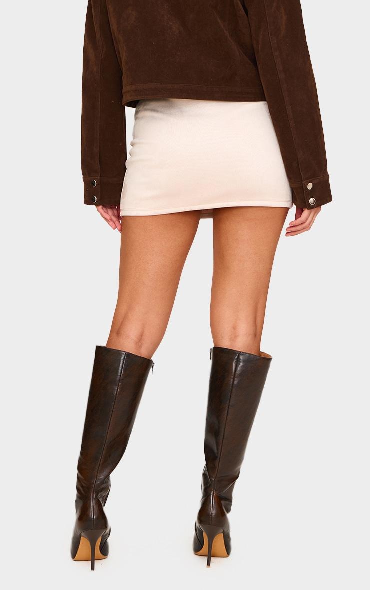 Light Beige Faux Suede Micro Mini Skirt Product Image
