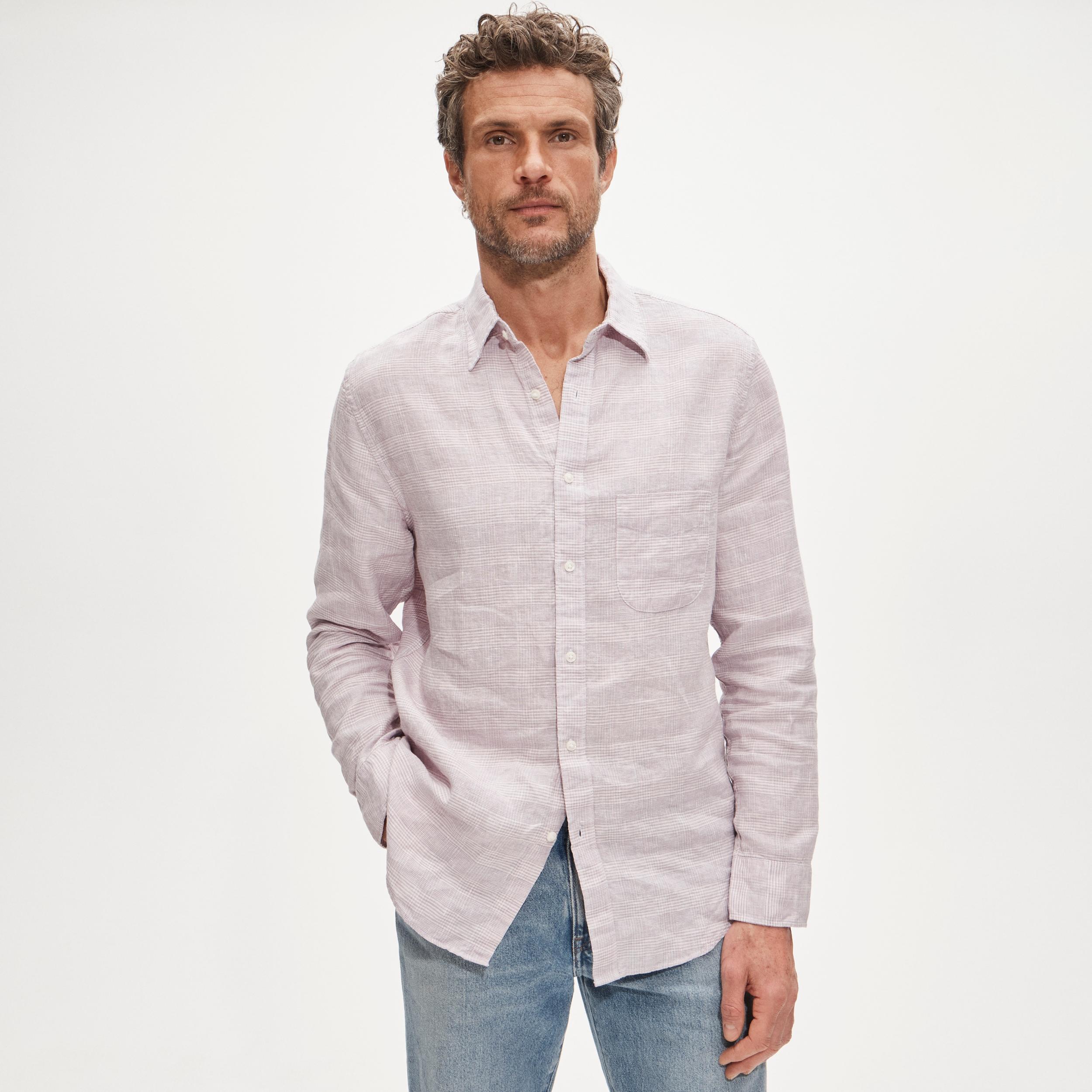 Linen point-collar shirt Product Image