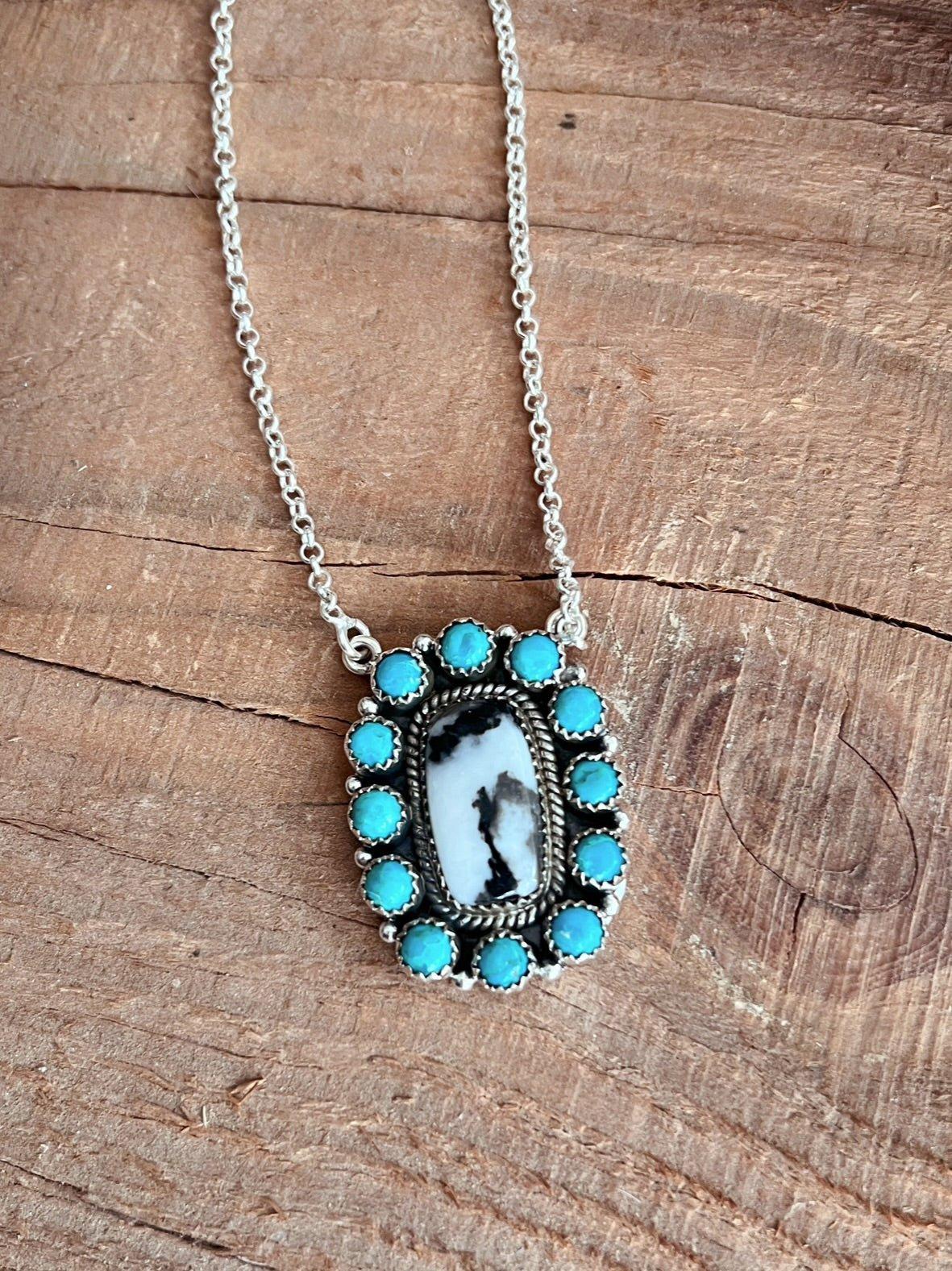 Turquoise Zebra Navajo Handcrafted Sterling Necklace Product Image
