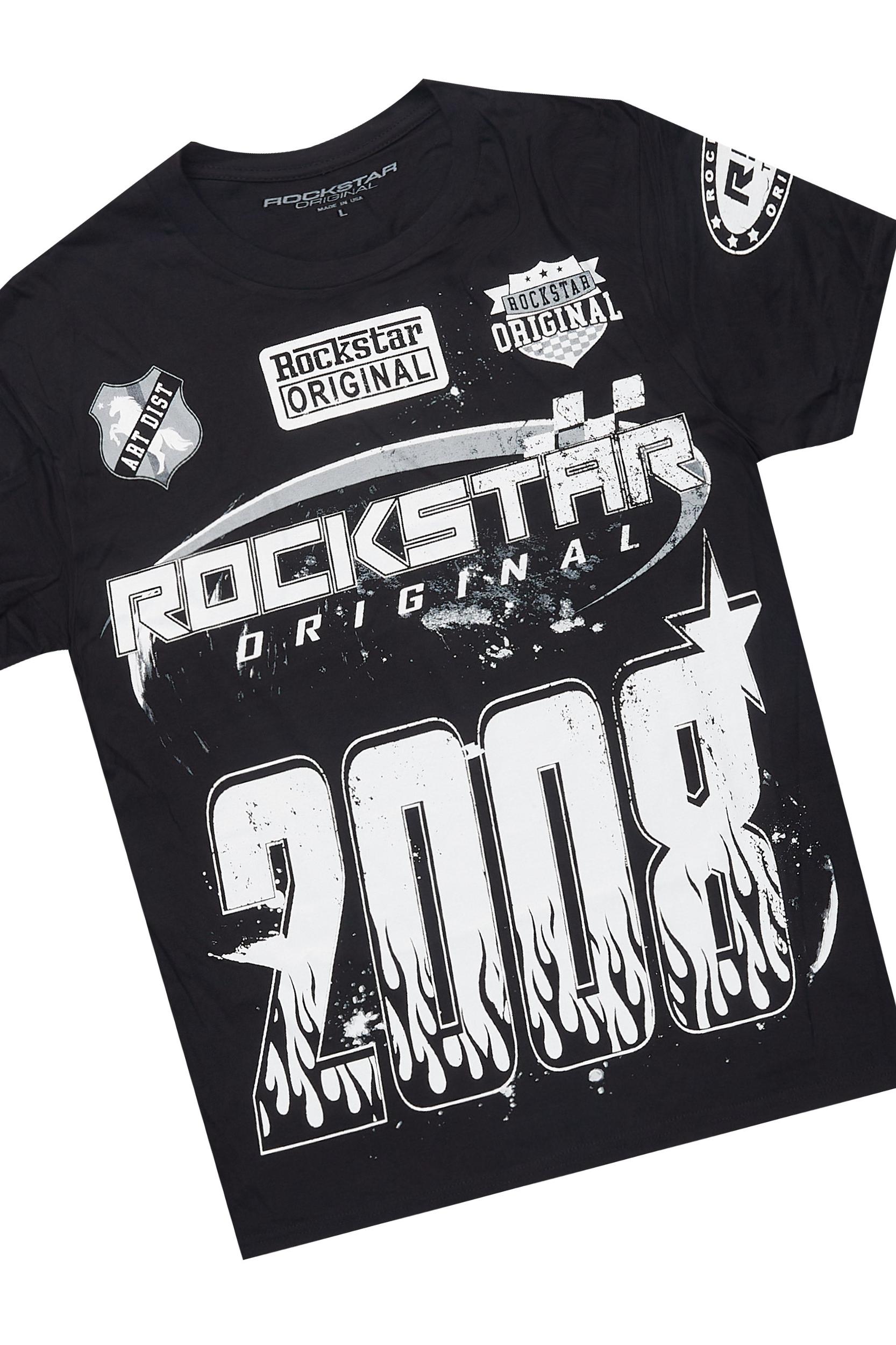 Amos Black/White T-Shirt/Denim Short Set Male Product Image