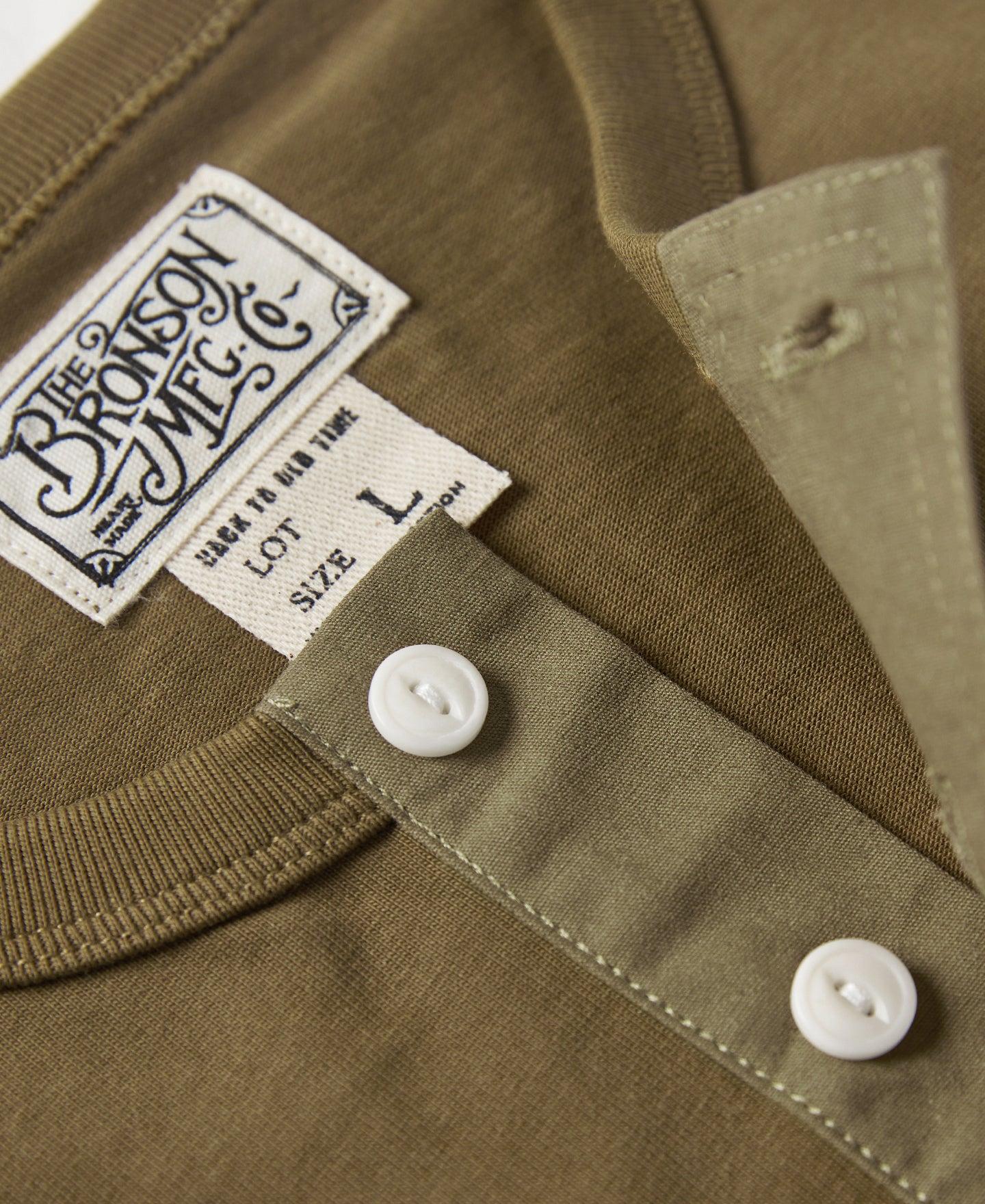Vintage Short Sleeve Henley T-Shirt - Olive Product Image