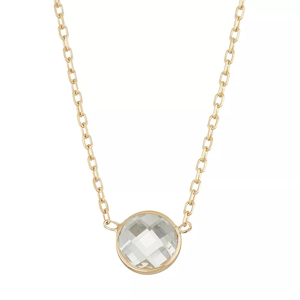 Designs by Gioelli 10k Gold Lab-Created White Sapphire Circle Pendant Necklace, Women's, Size: 17" Product Image