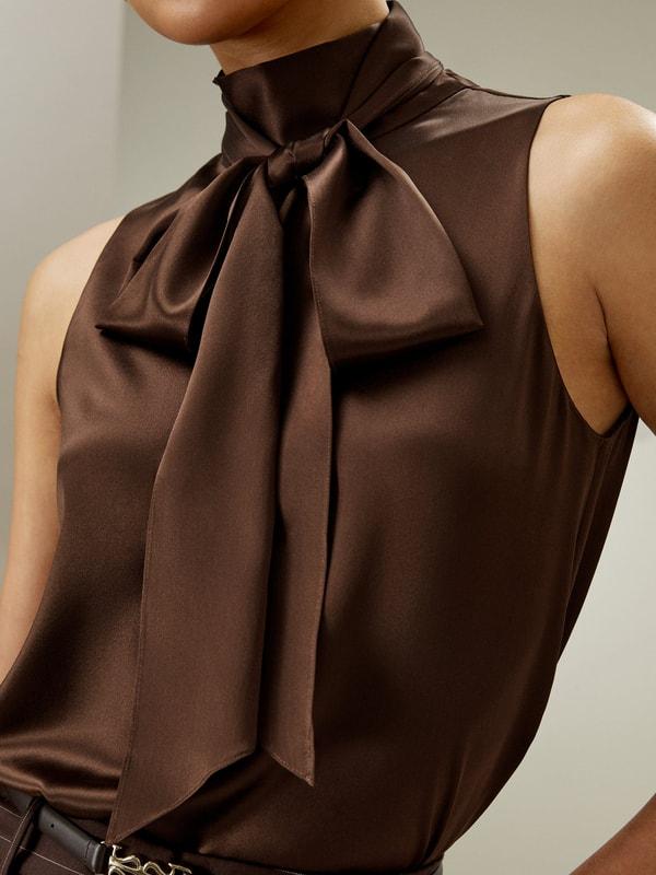 LILYSILK Silk Tank Tops - Womens - Chocolate Natural Silk - Exquisite Sleeveless Tops Petite L Product Image