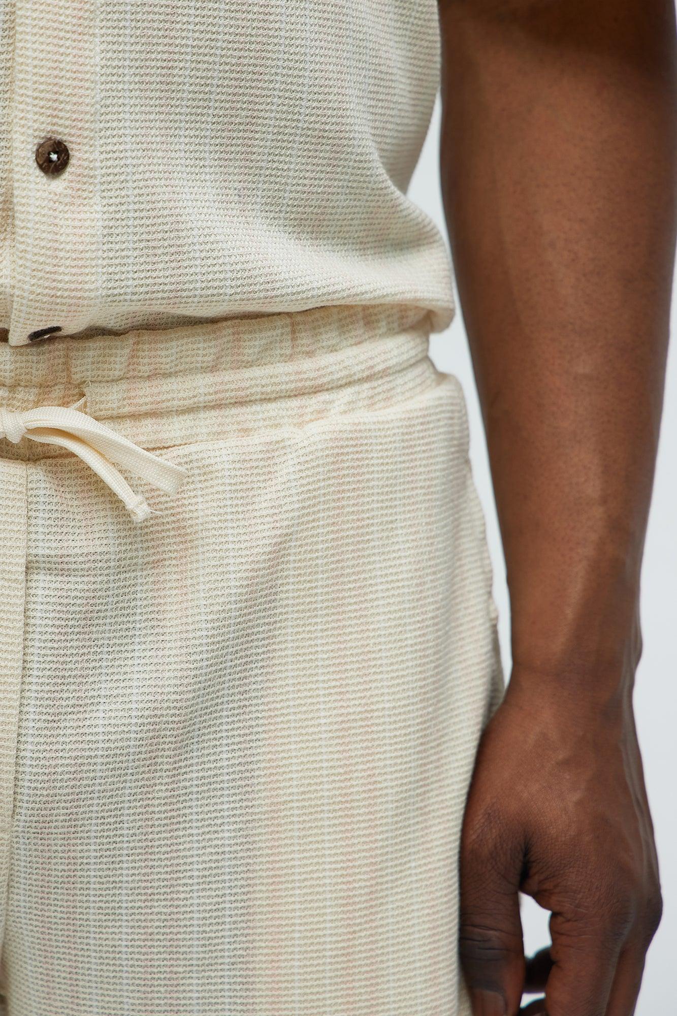 Valor Drawstring Striped Shorts - Cream Male Product Image