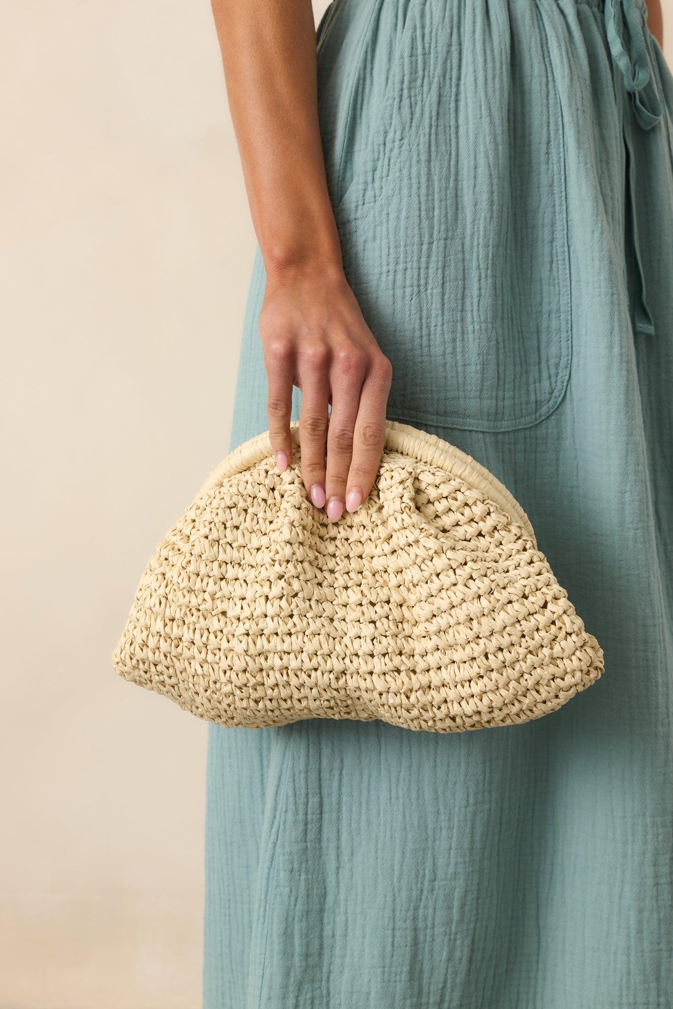 Something To See Ivory Raffia Woven Clutch Product Image