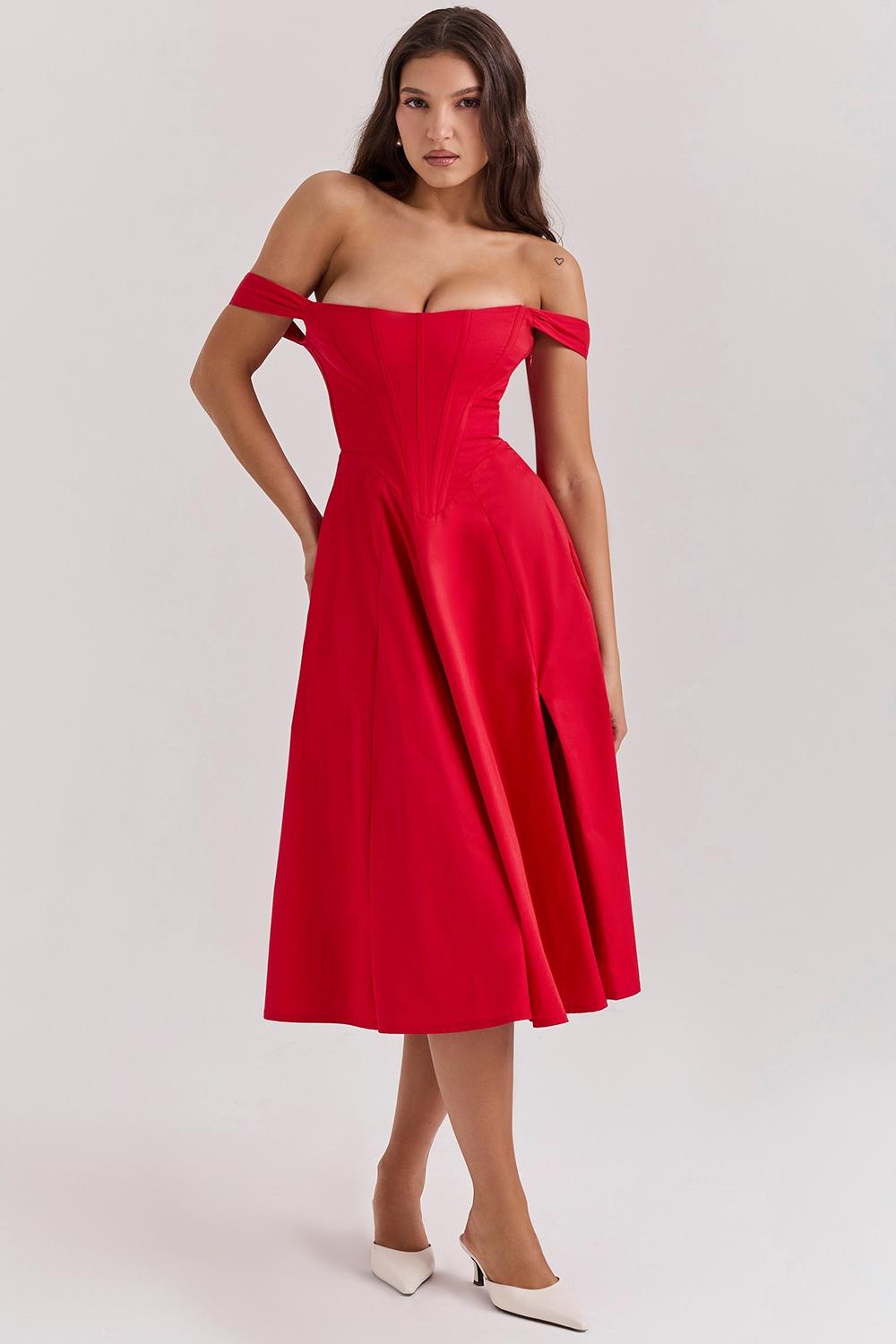 Saira  scarlet midi sundress Product Image