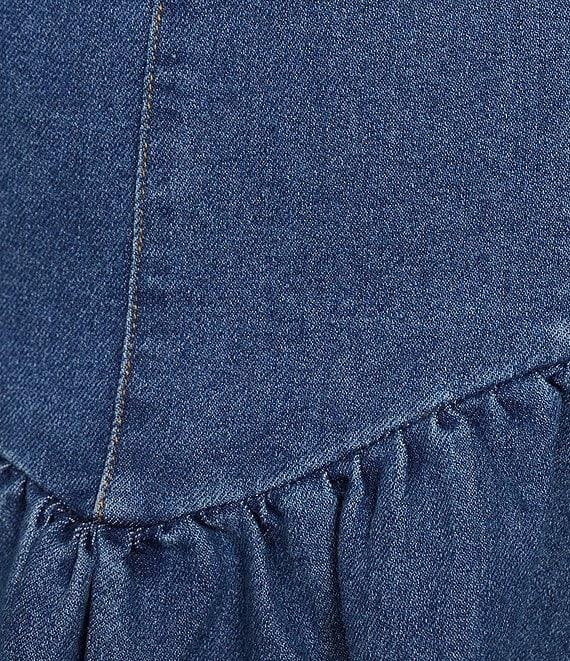 Evolutionary Denim Scoop Neck Corset Inspired Pleated Dress Product Image