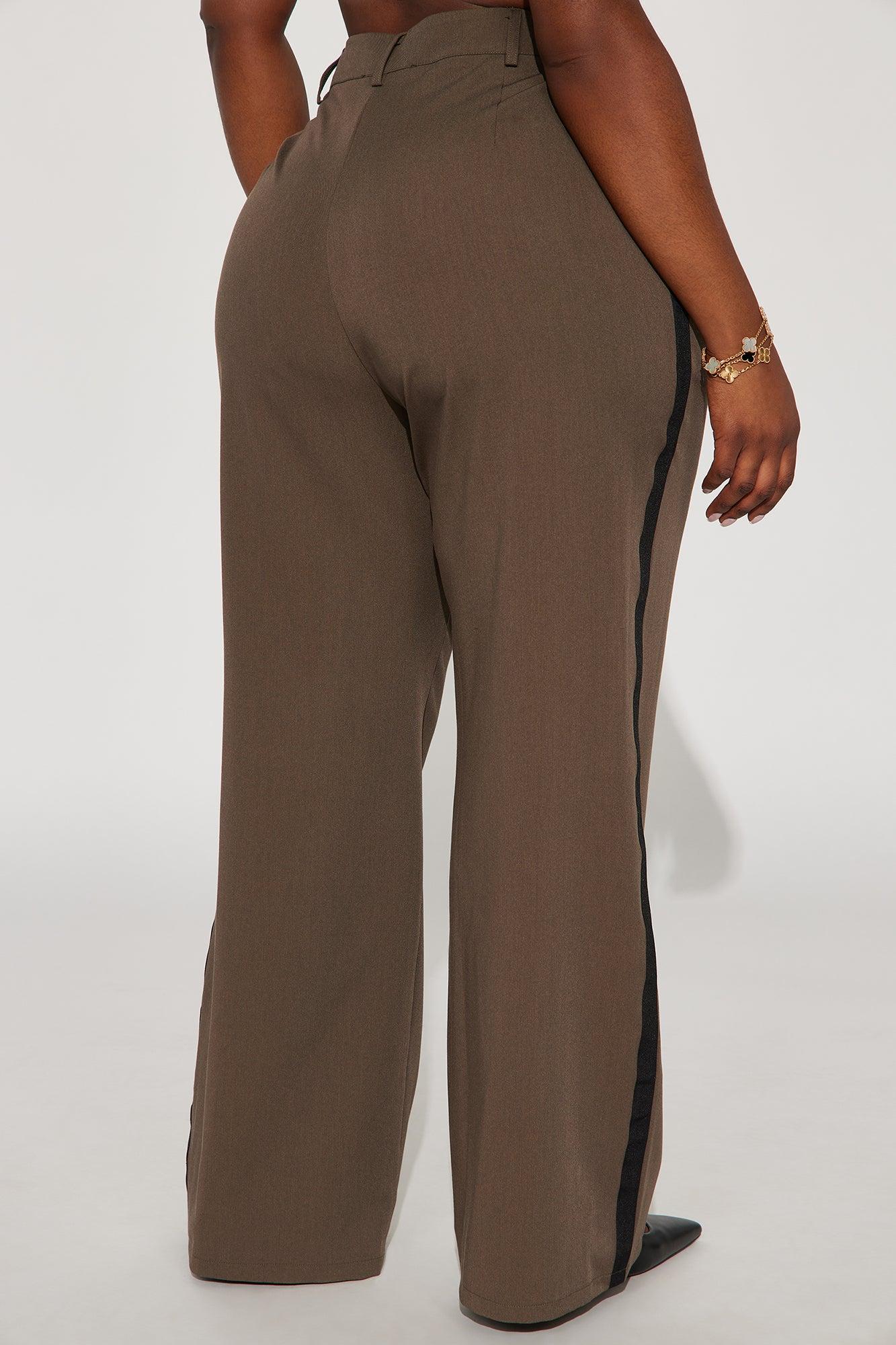 Sabine Contrast Stripe Trouser - Mocha Product Image