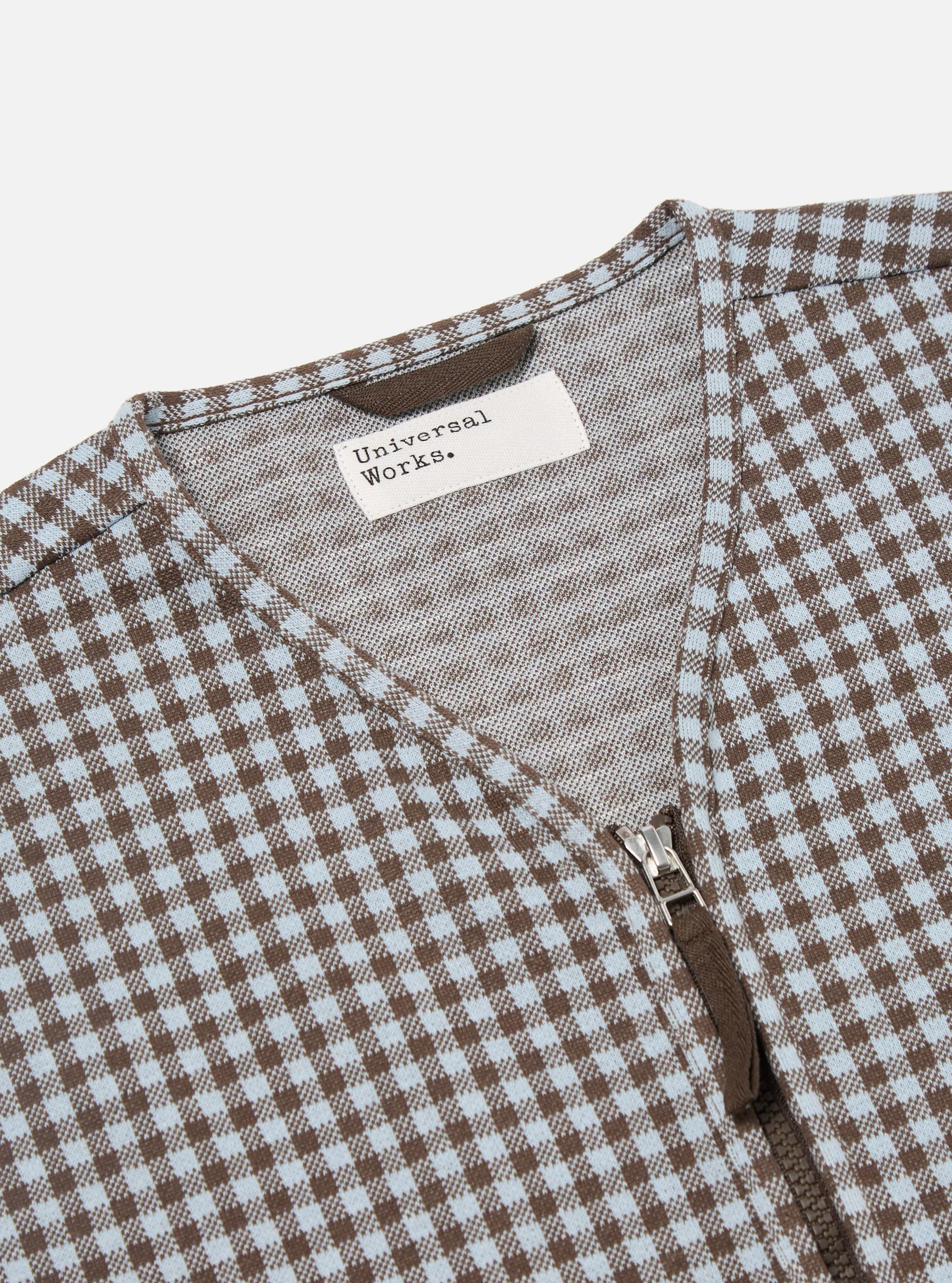 Brown/Sky Gingham Cotton Zip Gilet Product Image