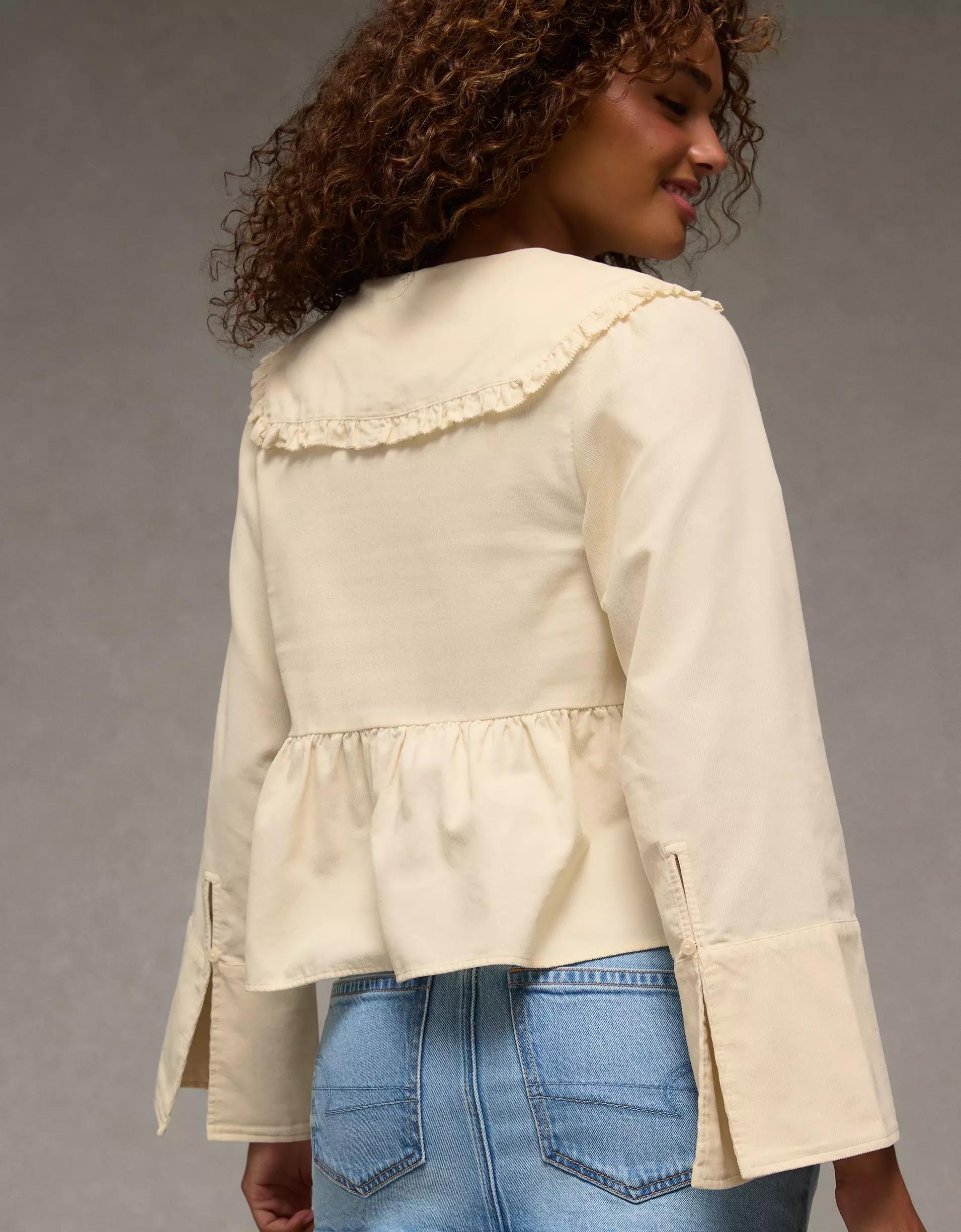 AE Long Sleeve Tie-Front Blouse Product Image