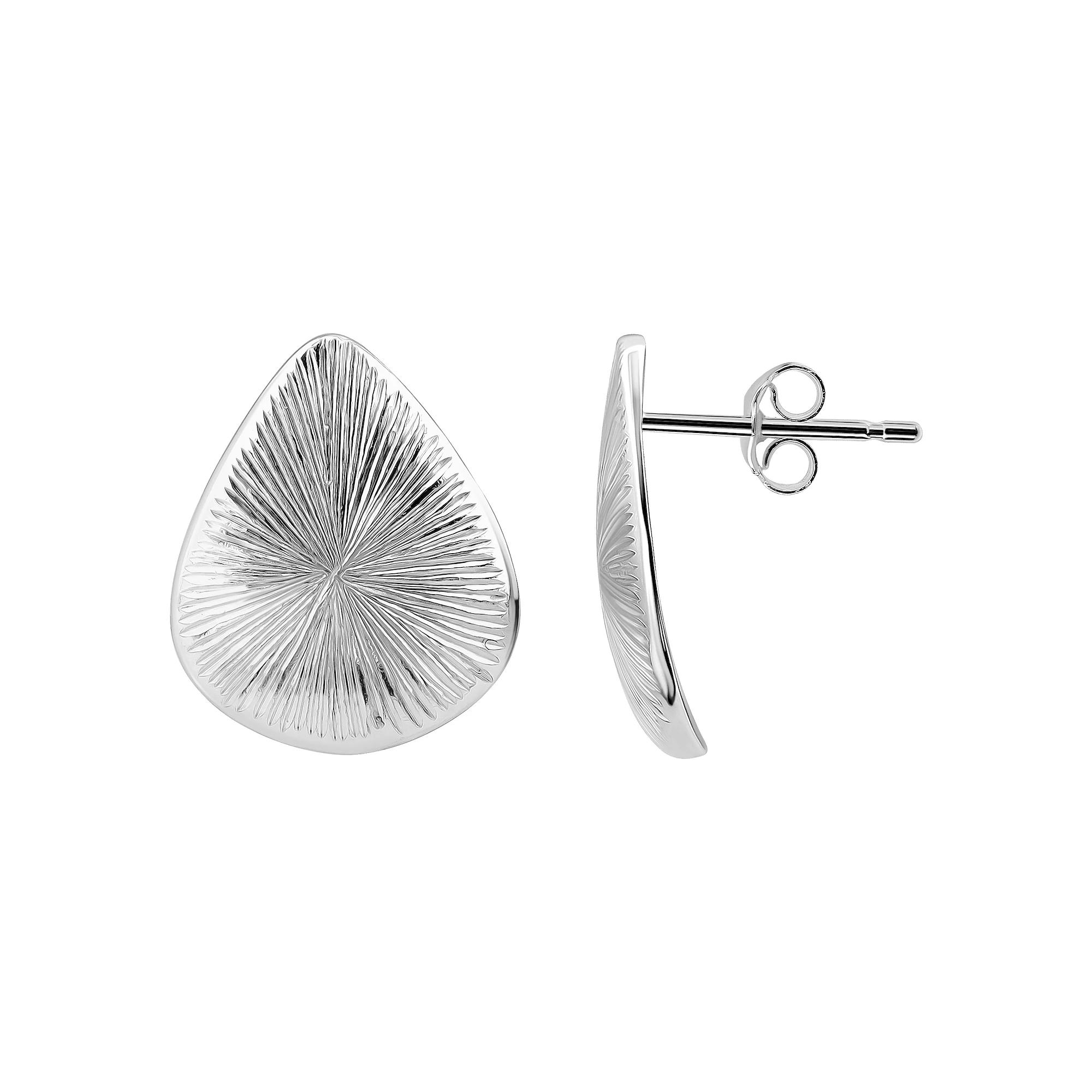 Aleure Precioso Teardrop Shape With Starburst Etching Post Earrings, Women's, Sterling Product Image