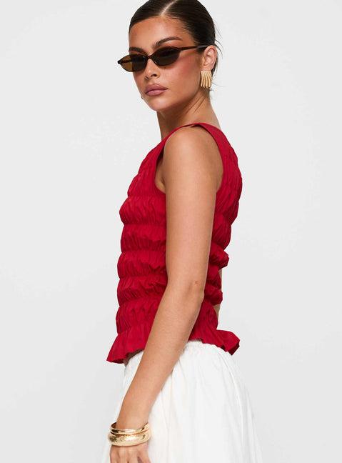 Marleene Shirred Top Red Product Image