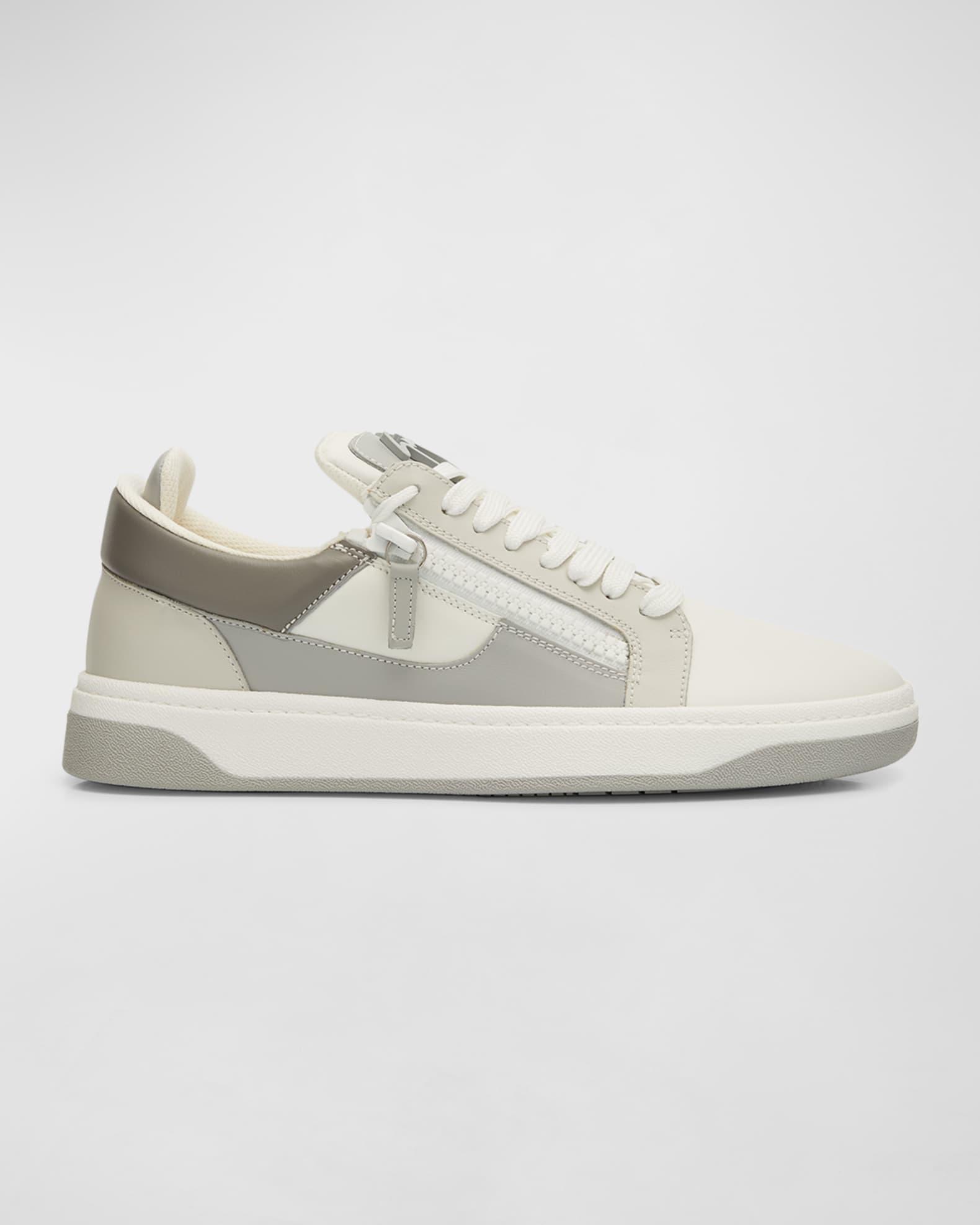 Men's Leather Low-Top Zip Sneakers Product Image