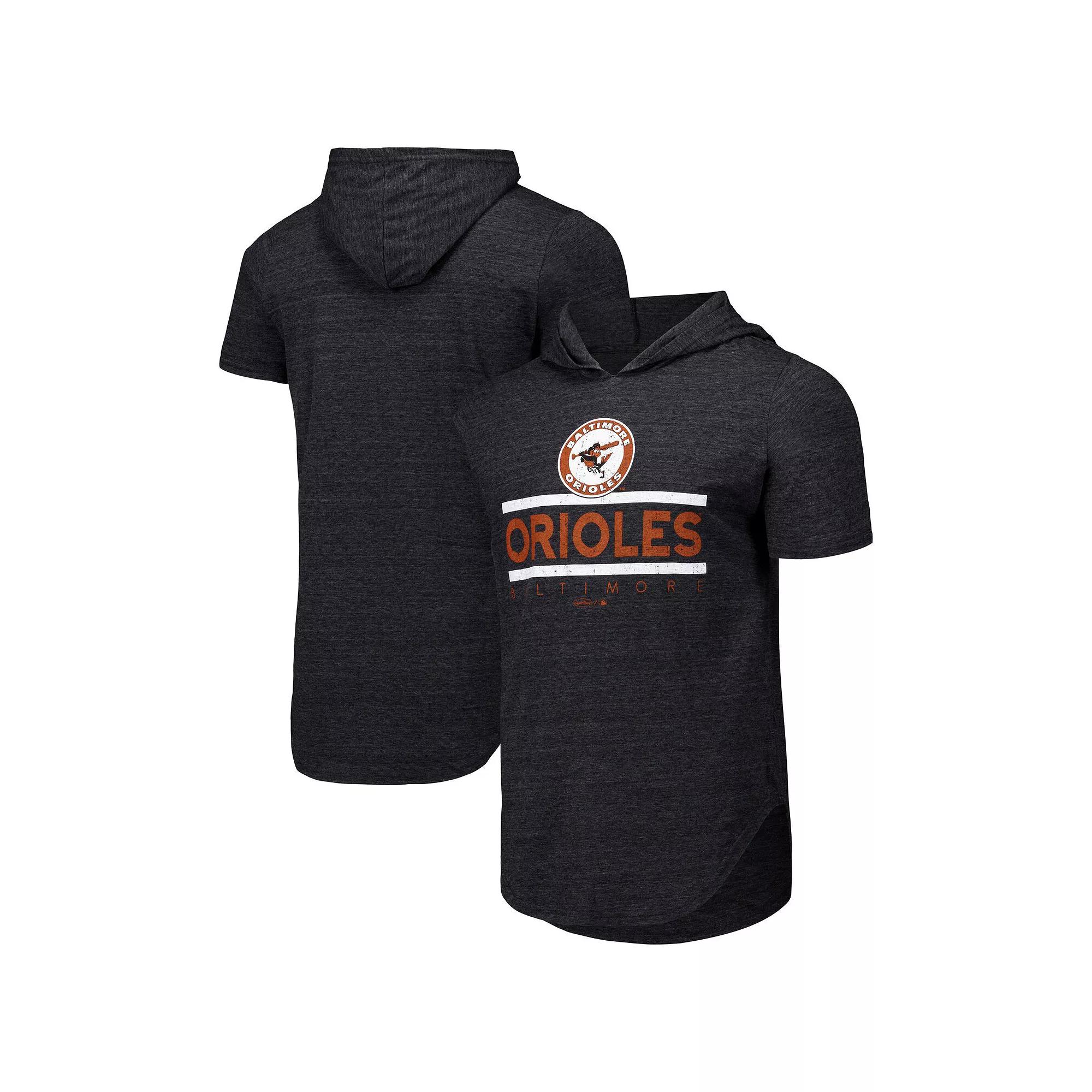 Men's Majestic Threads Black Baltimore Orioles Tri-Blend Hoodie T-Shirt, Size: Medium Product Image