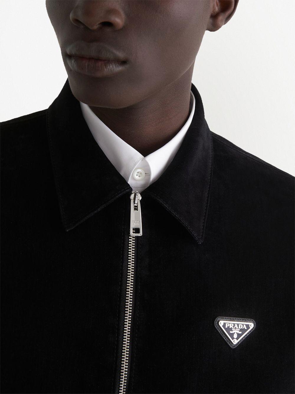 triangle-logo velvet blouson jacket Product Image