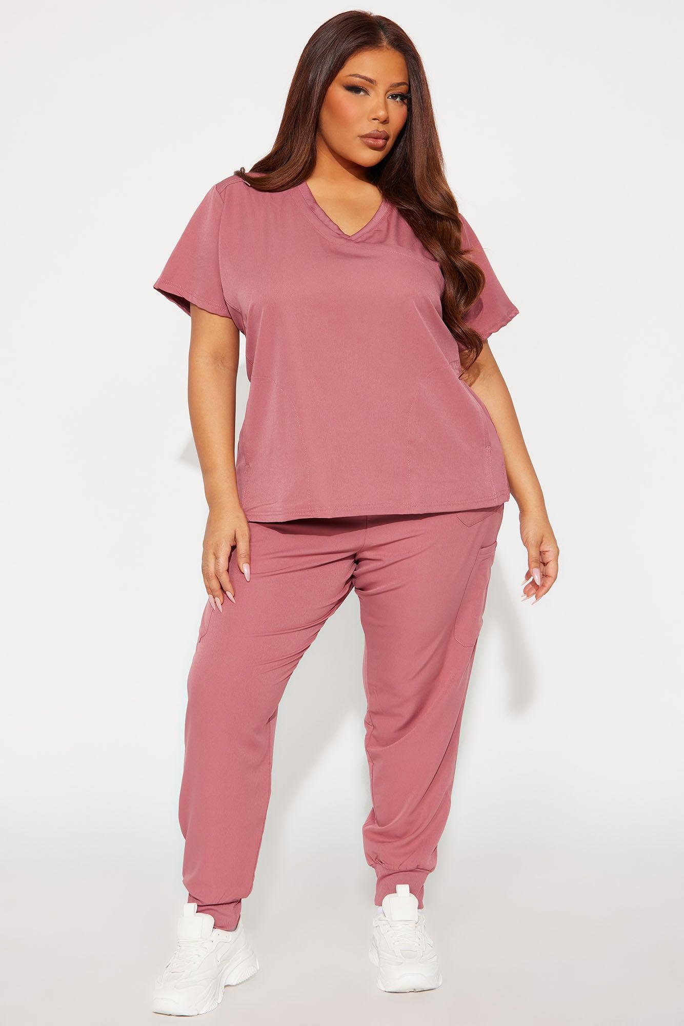 Get To Work Stretch Uniform Scrub Jogger Set - Rose Female Product Image