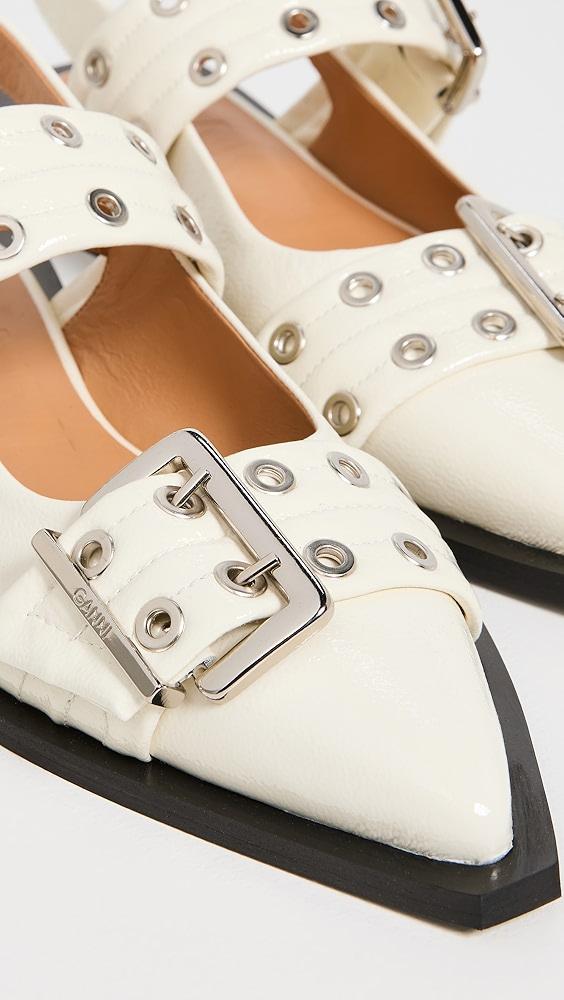 GANNI Wide Welt Buckle Ballerina Flats Naplack | Shopbop Product Image