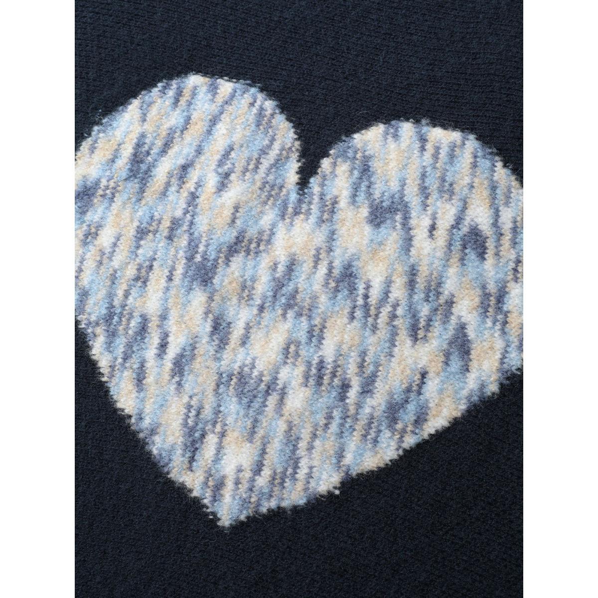 Plus Size Heart Pattern Flowy Front-Open Knit Cardigan Navy Women Leisure Loose Long Sleeve Casual Cardigans BloomChic 14-16/1X Product Image