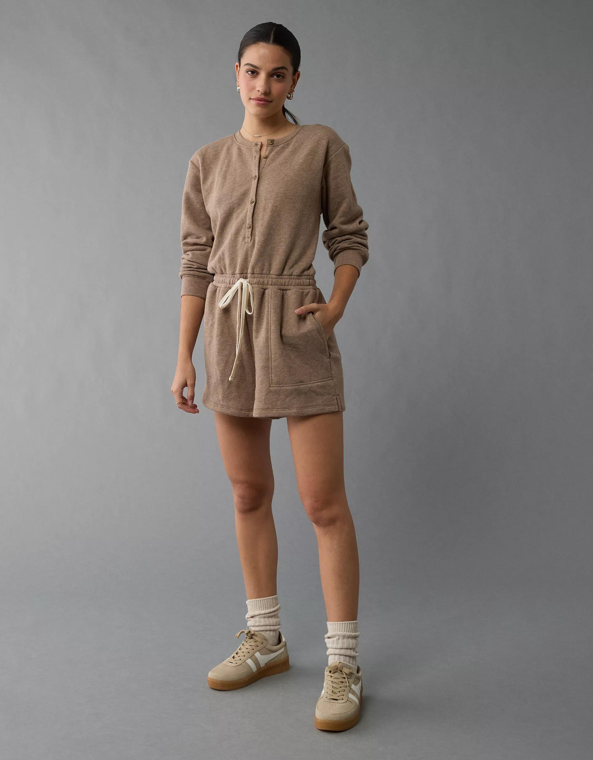 AE Cozy Henley Lounge Romper Product Image