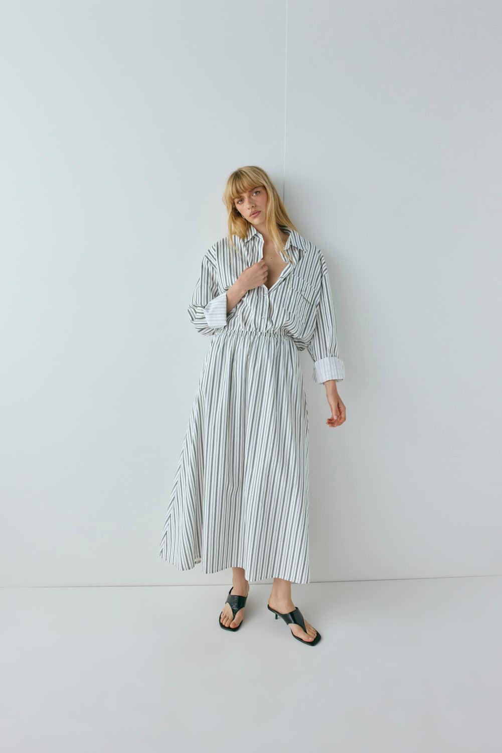 Solara Midi Skirt Black Stripe Product Image