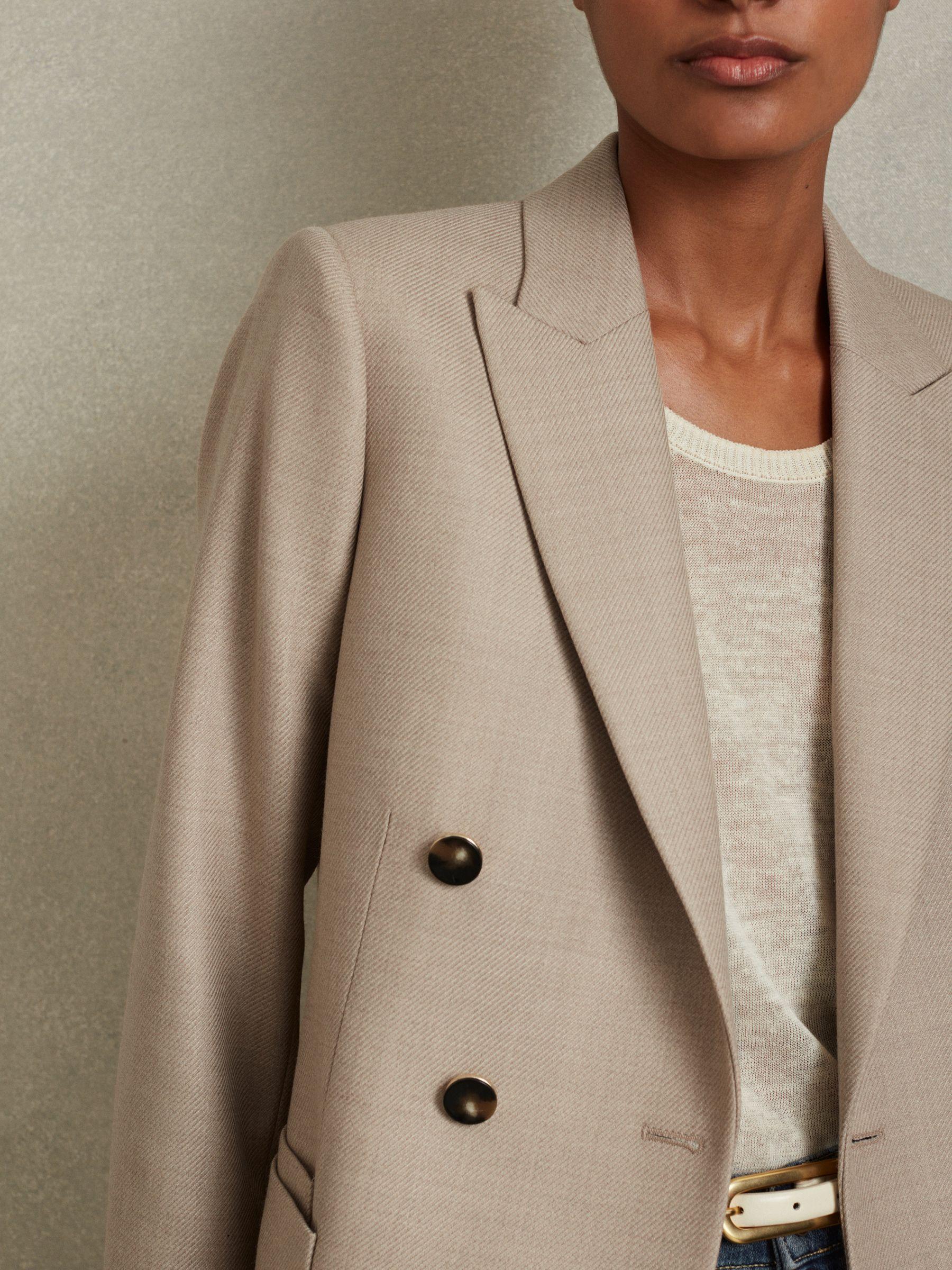 Petite Wool Blend Double Breasted Blazer in Neutral Product Image