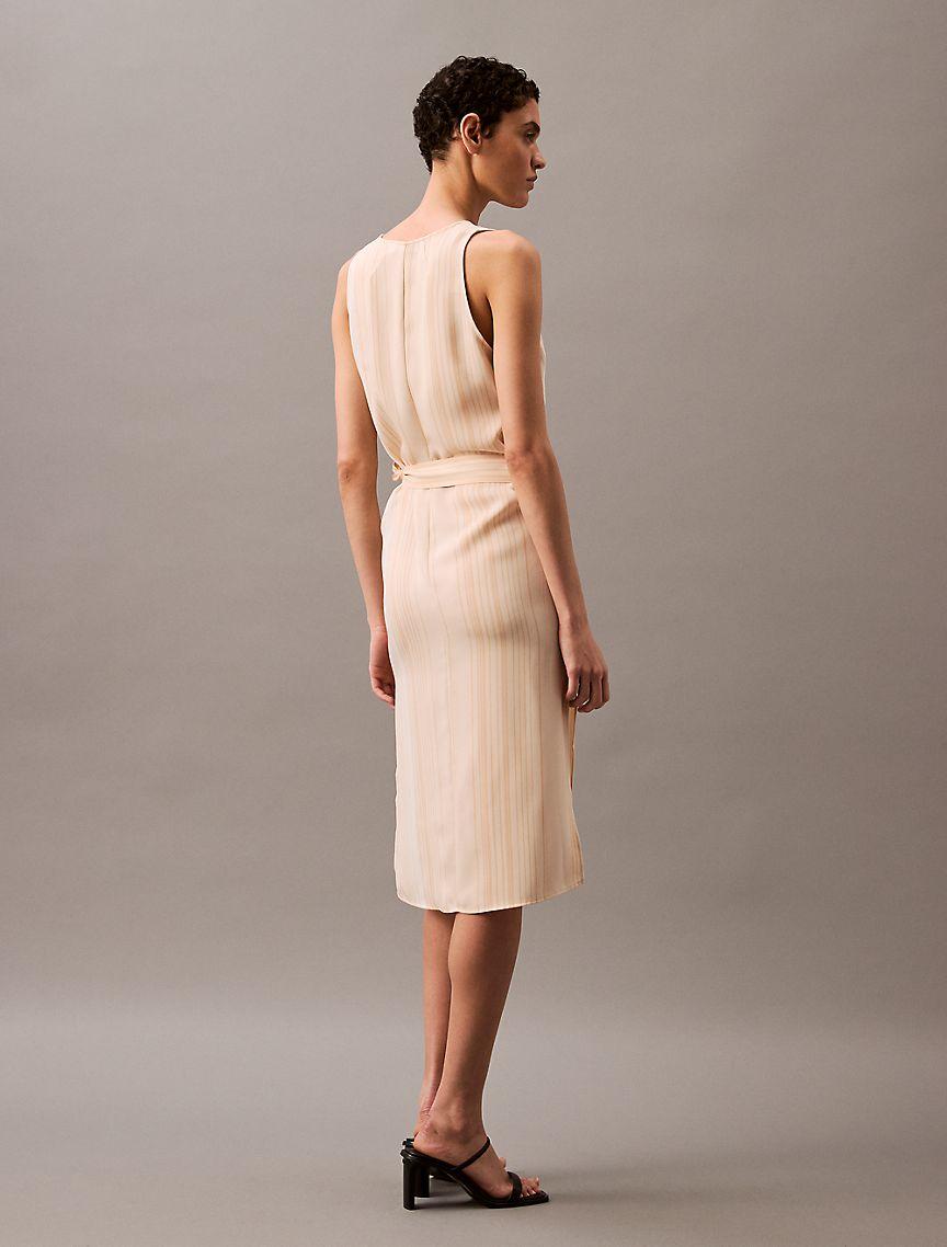 Flowing Stripe Midi Wrap Dress Product Image