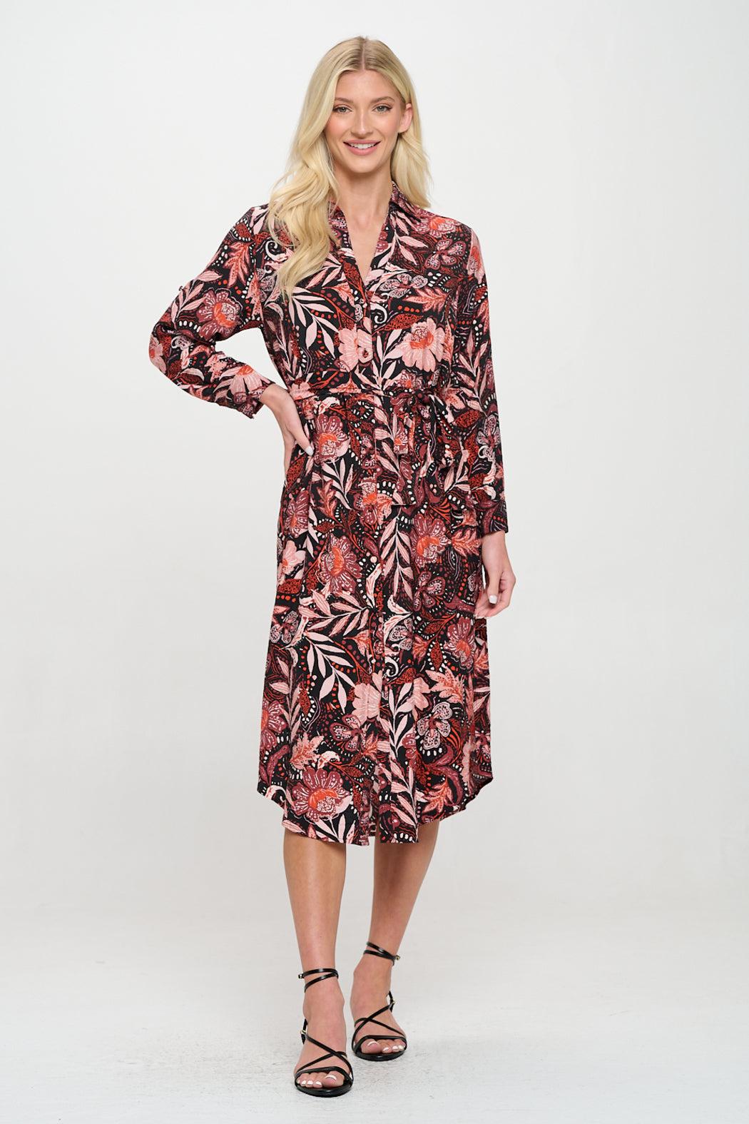 Vintage Floral Paisley Shirt Dress Product Image