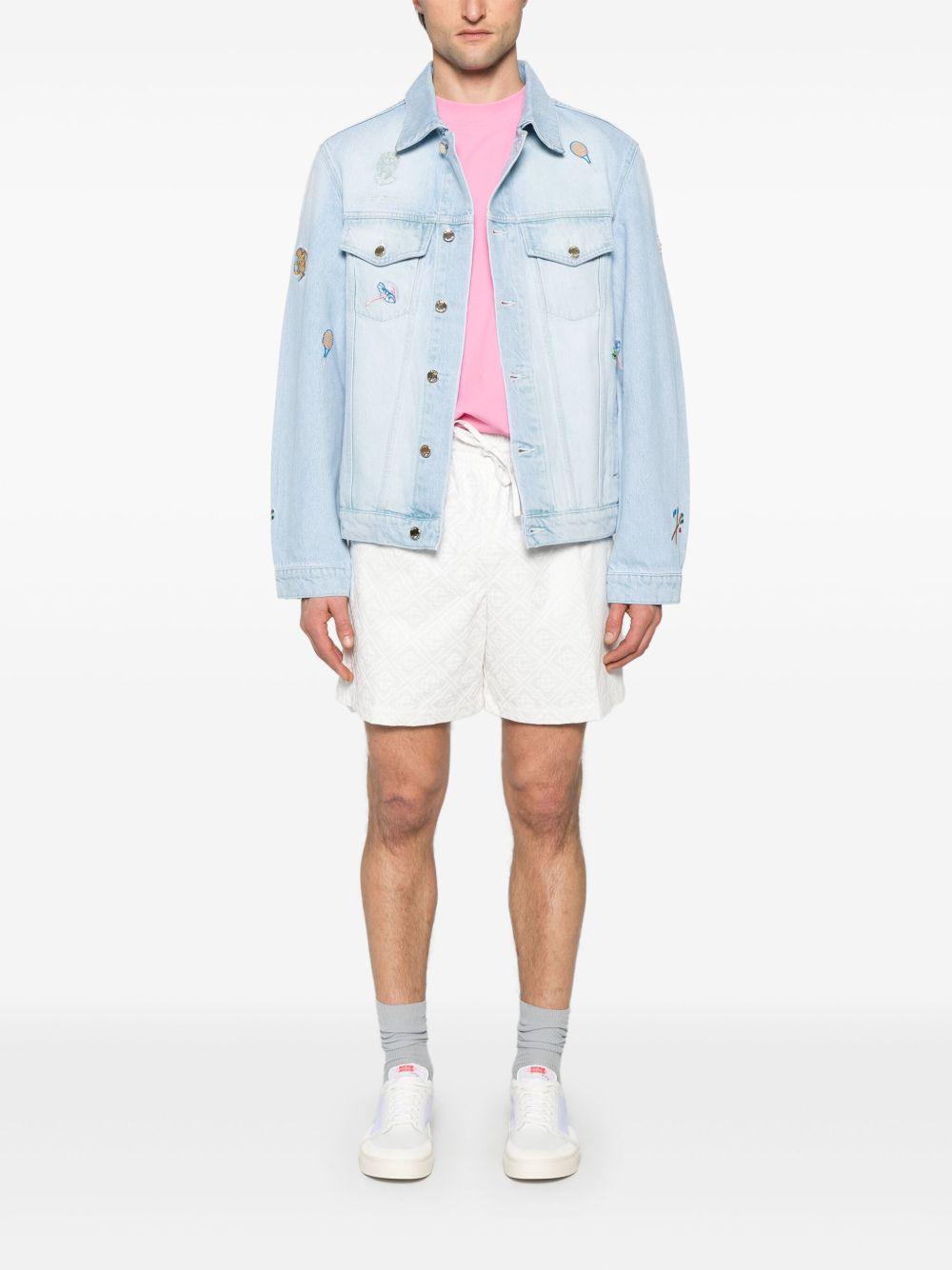 embroidered denim jacket Product Image