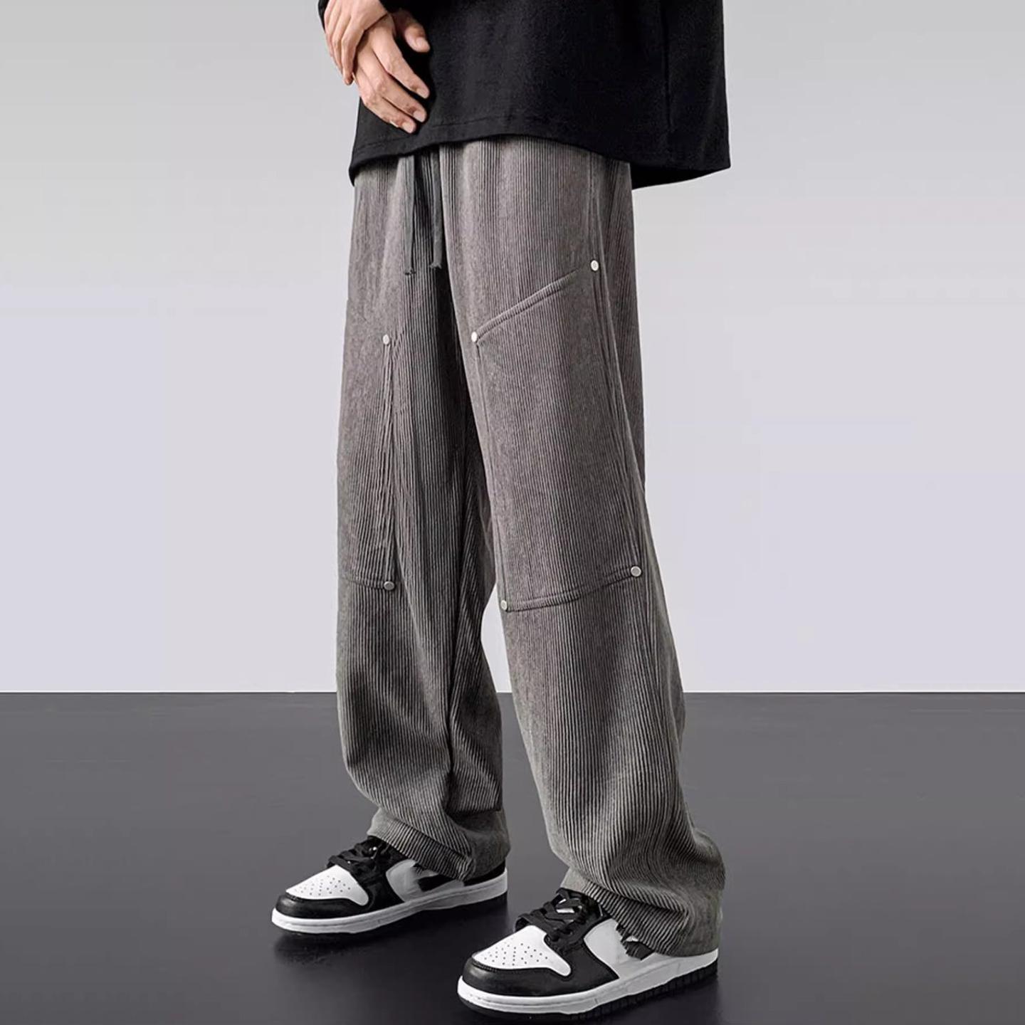 American Retro Trendy Corduroy Rivet Pants Product Image