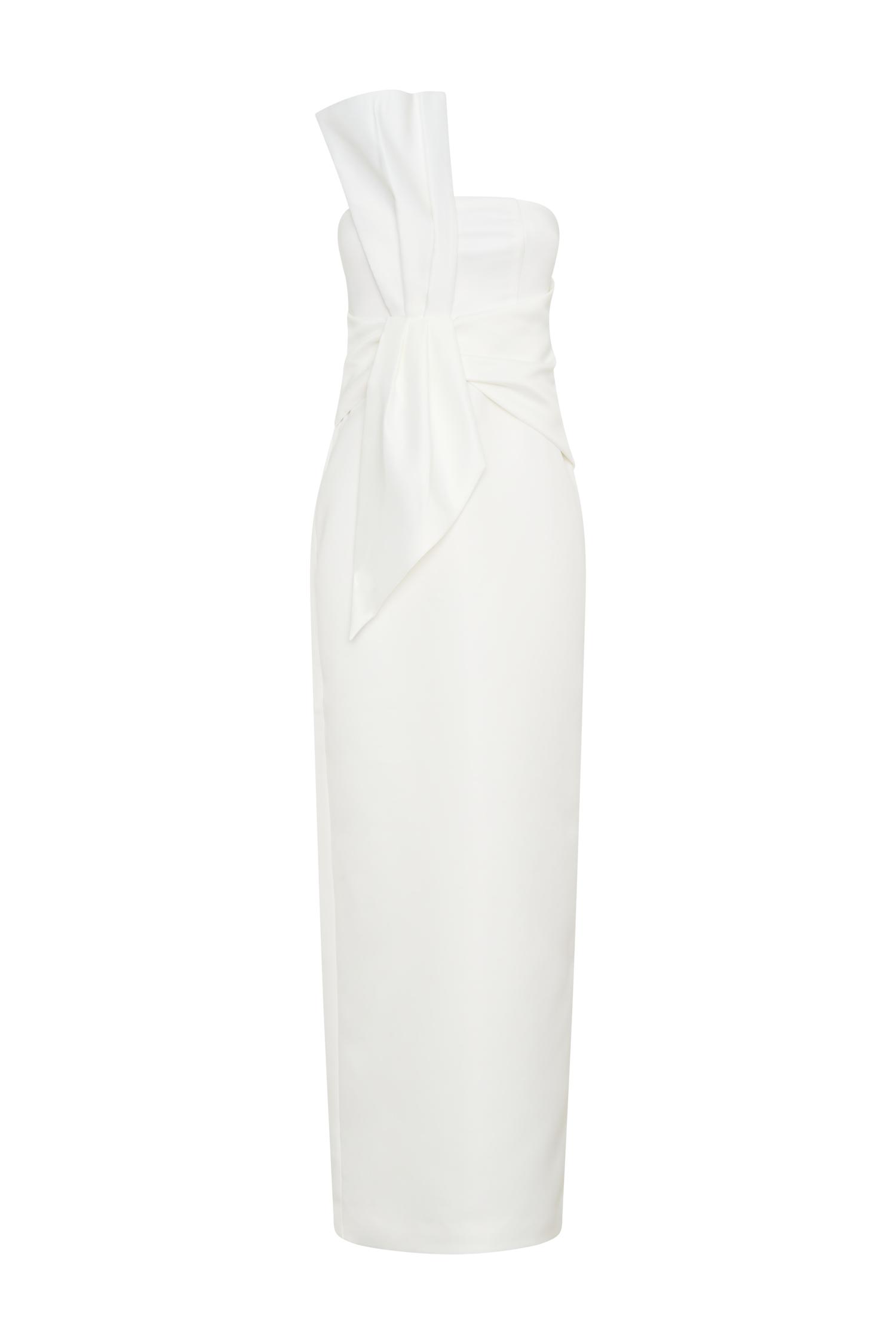 Cyrill Strapless Satin Structured Maxi Dress - White Product Image